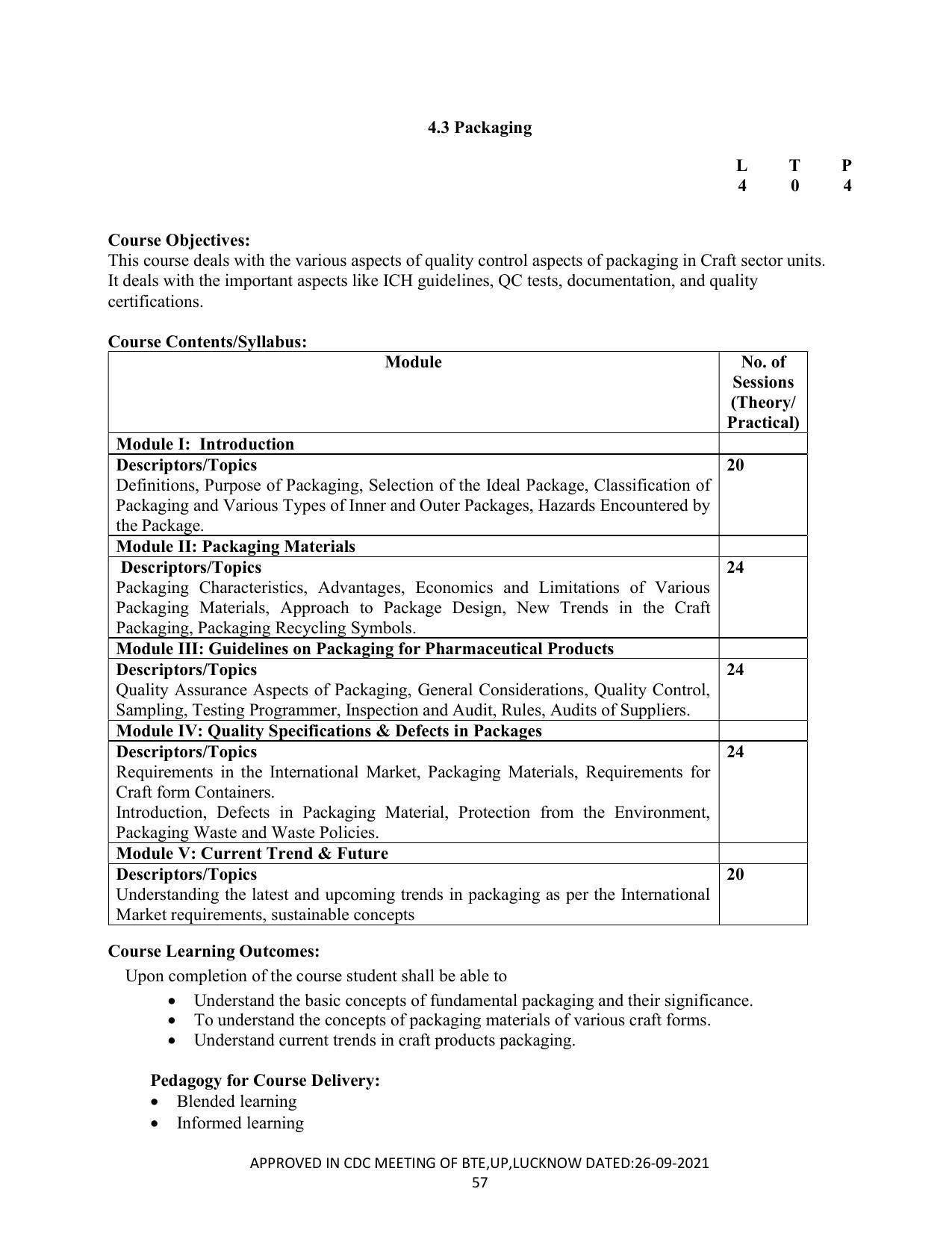 SYLLABUS FOR SEMESTER SYSTEM EFFECTIVE FROM (2021-2022) - CRAFT TECHNOLOGY - Page 57