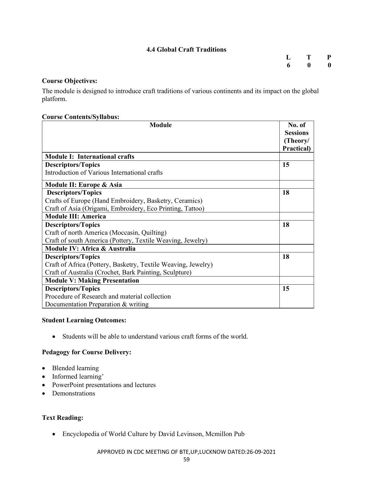 SYLLABUS FOR SEMESTER SYSTEM EFFECTIVE FROM (2021-2022) - CRAFT TECHNOLOGY - Page 59