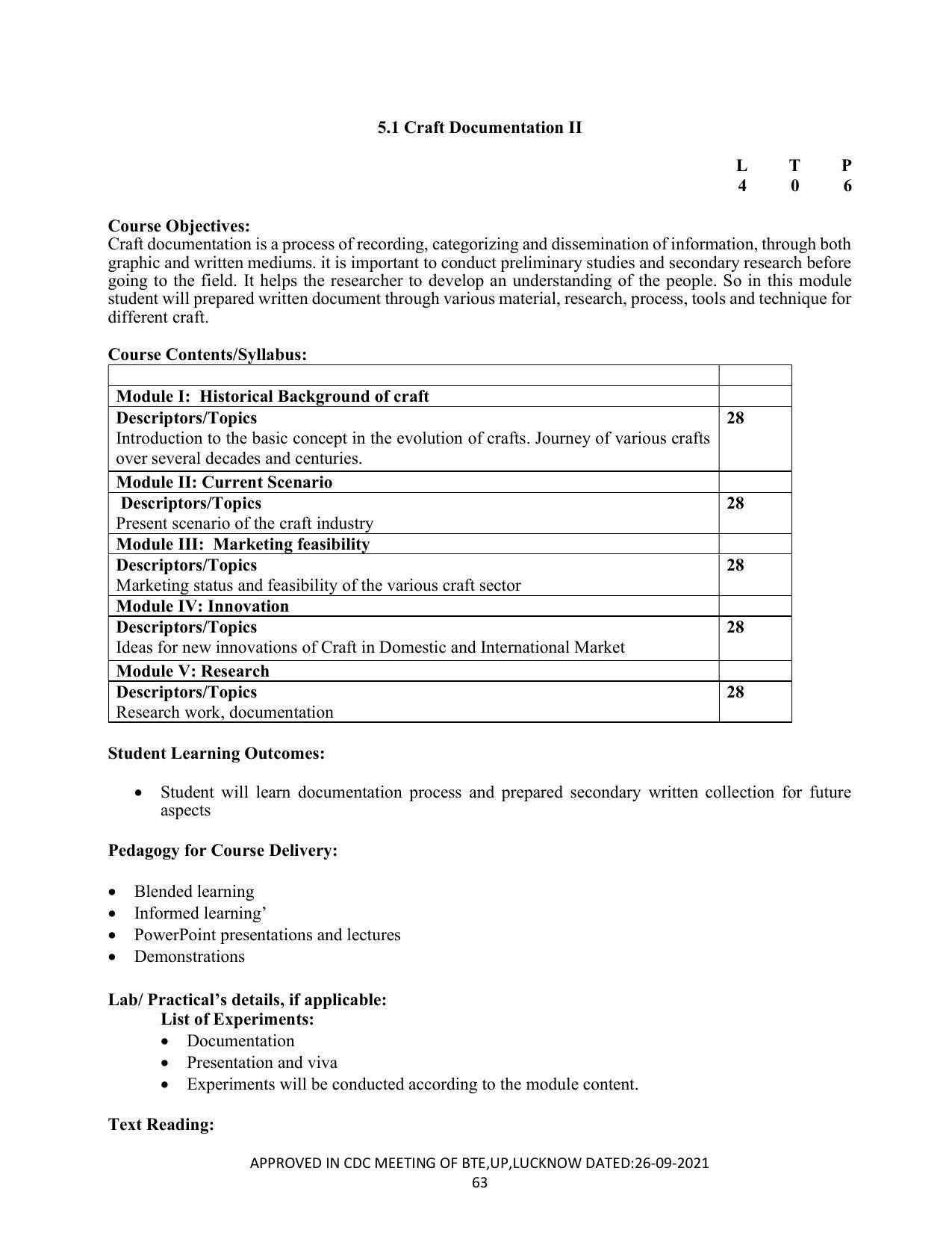 SYLLABUS FOR SEMESTER SYSTEM EFFECTIVE FROM (2021-2022) - CRAFT TECHNOLOGY - Page 63