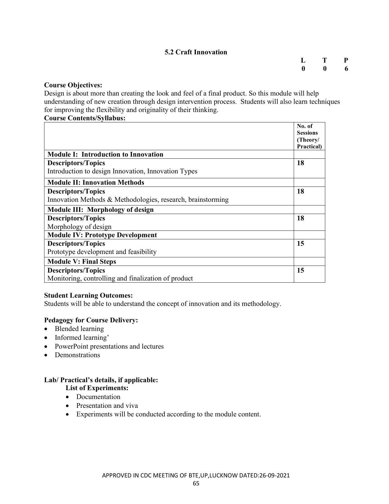 SYLLABUS FOR SEMESTER SYSTEM EFFECTIVE FROM (2021-2022) - CRAFT TECHNOLOGY - Page 65