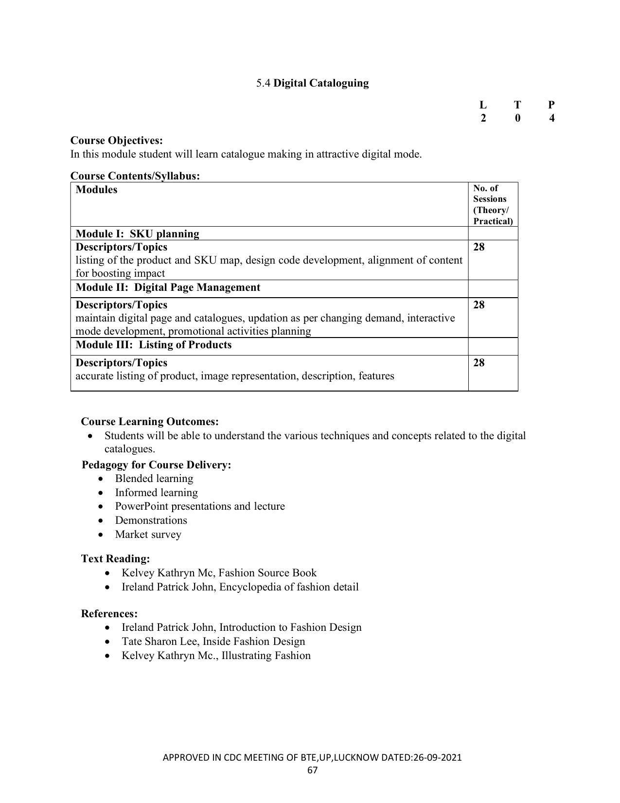 SYLLABUS FOR SEMESTER SYSTEM EFFECTIVE FROM (2021-2022) - CRAFT TECHNOLOGY - Page 67