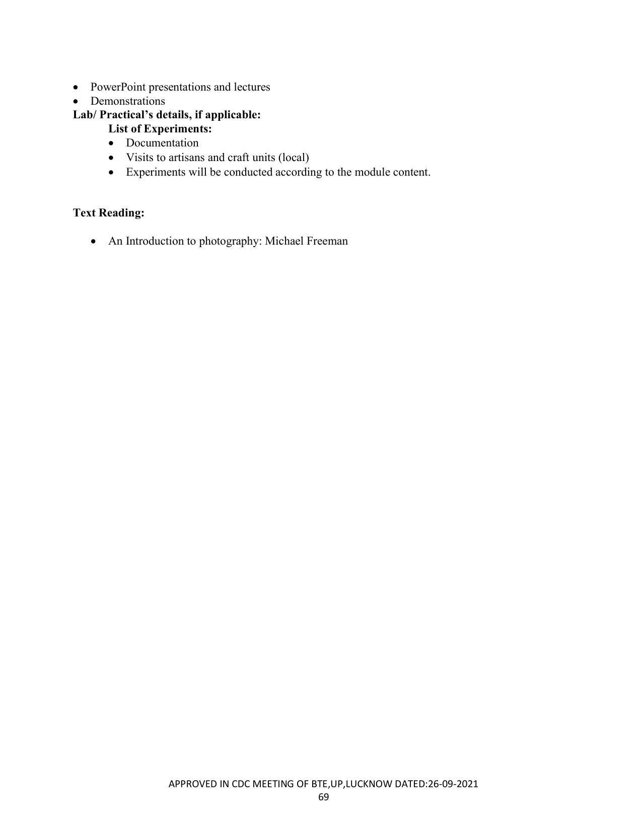 SYLLABUS FOR SEMESTER SYSTEM EFFECTIVE FROM (2021-2022) - CRAFT TECHNOLOGY - Page 69