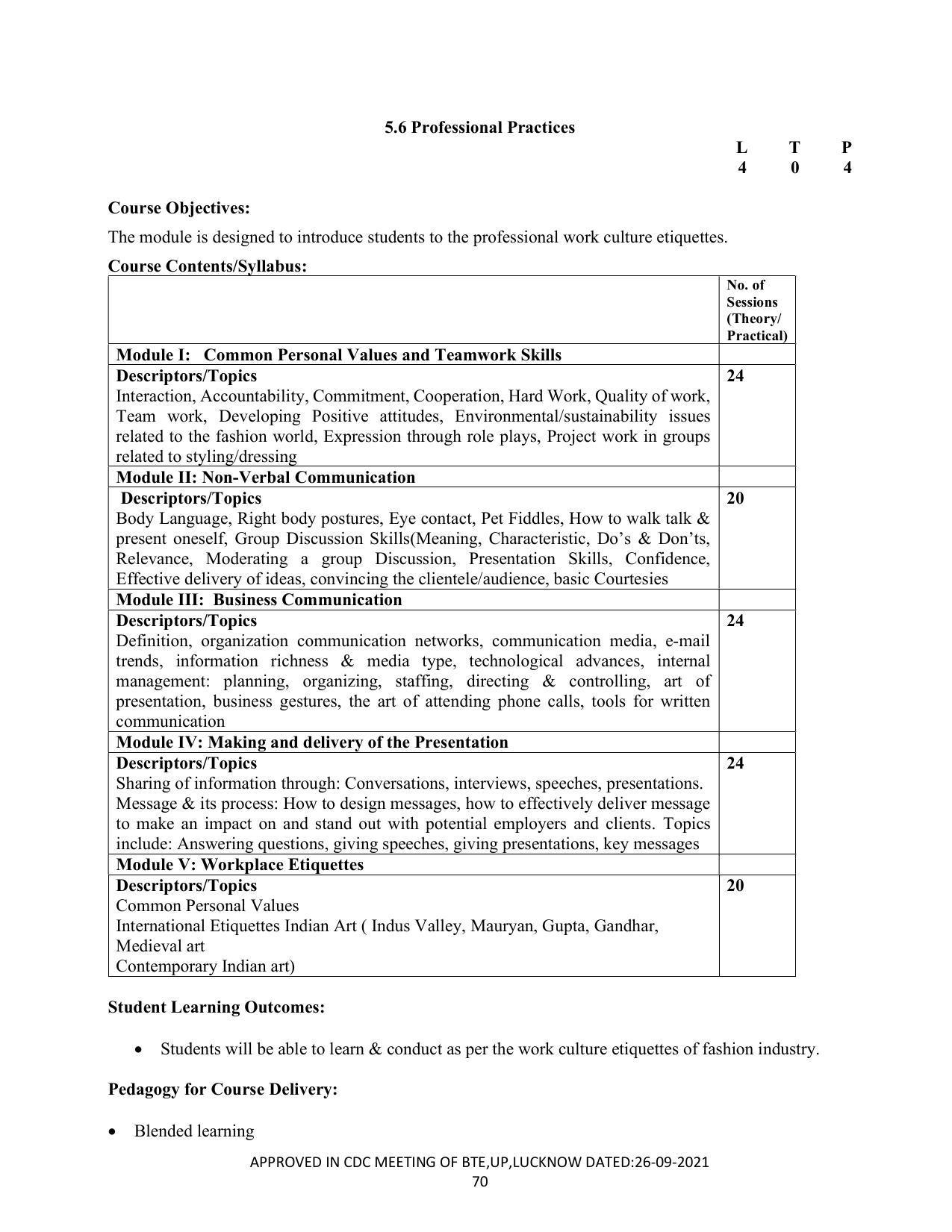 SYLLABUS FOR SEMESTER SYSTEM EFFECTIVE FROM (2021-2022) - CRAFT TECHNOLOGY - Page 70
