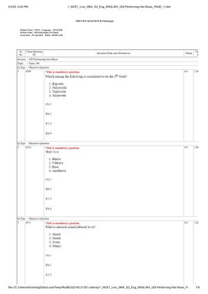 NCET 2025 Question Paper - Performing Arts Music