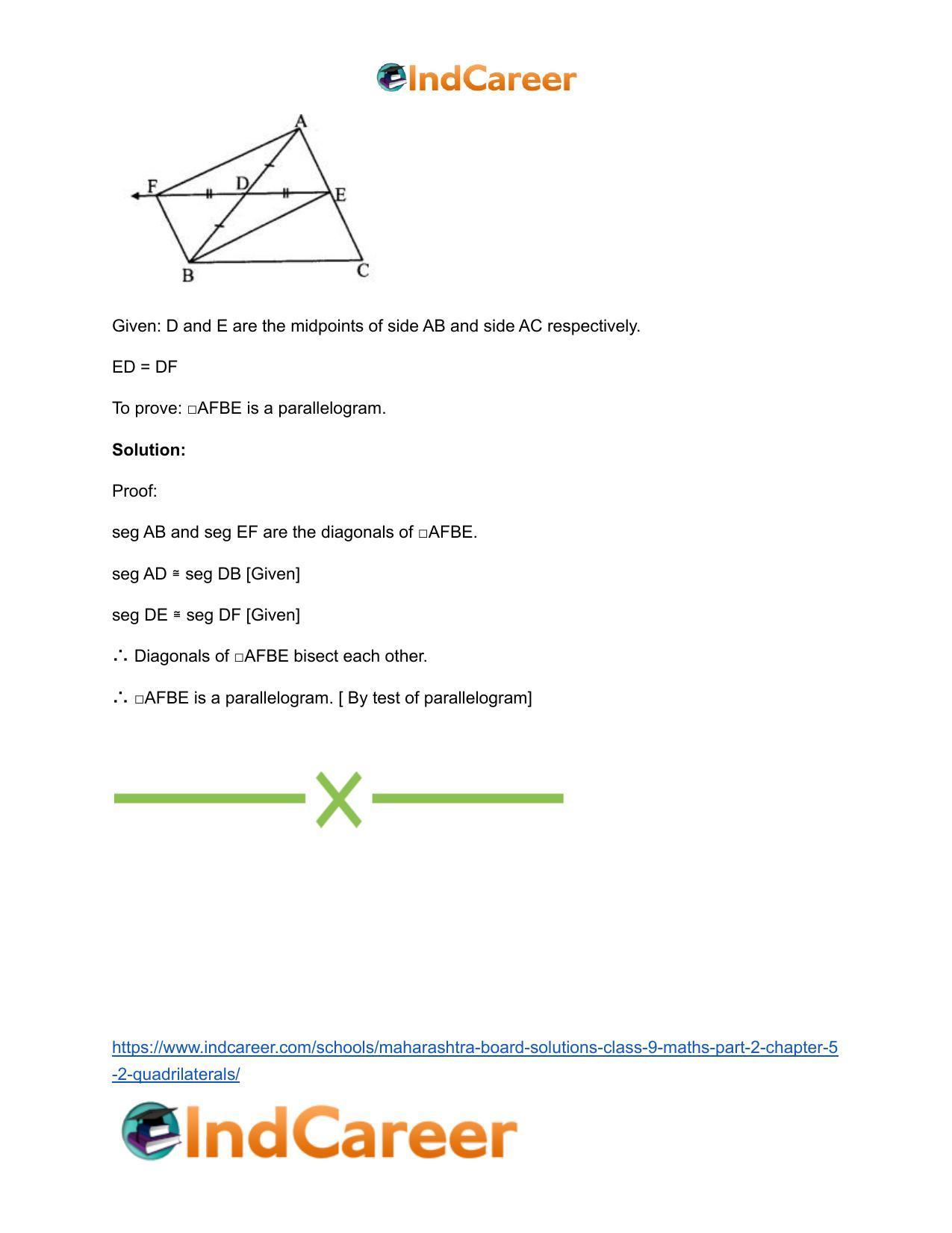 Maharashtra Board Solutions Class 9-Maths (Part 2): Chapter 5.2- Quadrilaterals - Page 9