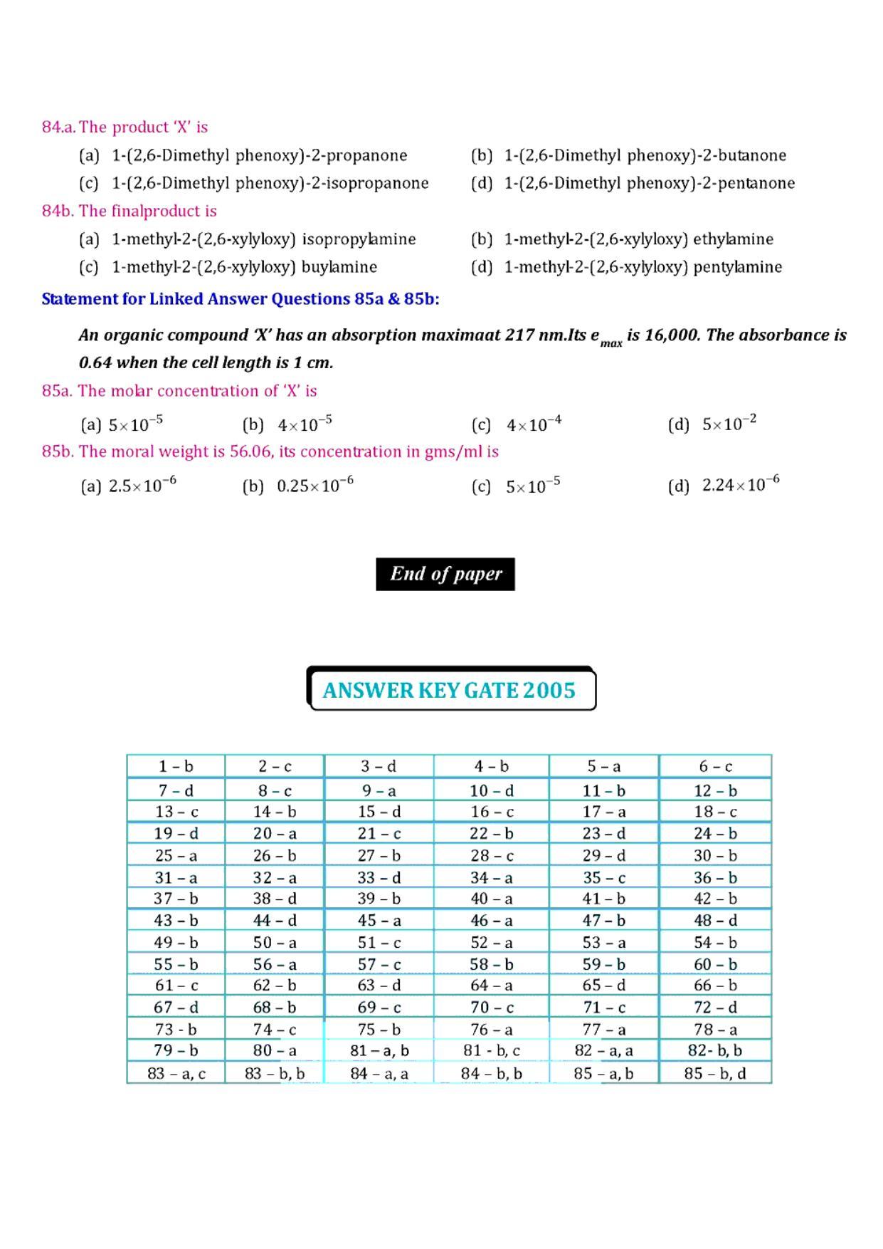 GPAT 2005 Question Paper with Answer Key - Page 11