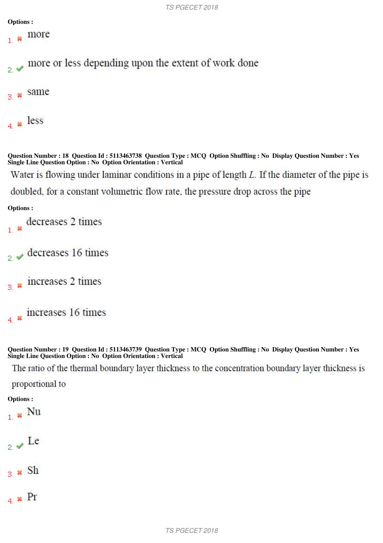 TS PGECET 2018: Chemical Engineering Question Papers - Page 8