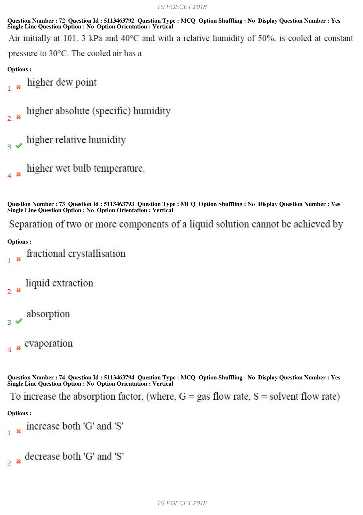 TS PGECET 2018: Chemical Engineering Question Papers - Page 28
