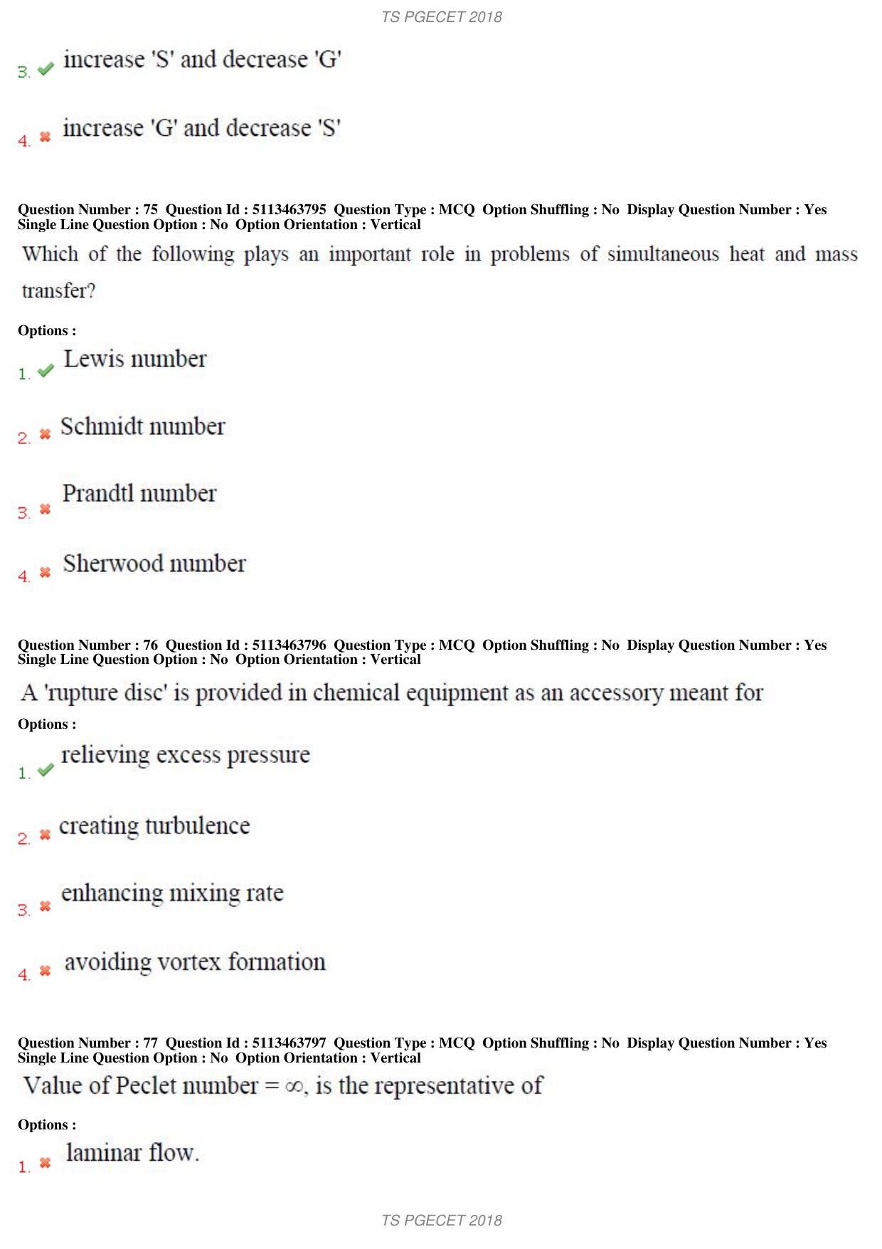 TS PGECET 2018: Chemical Engineering Question Papers - Page 29