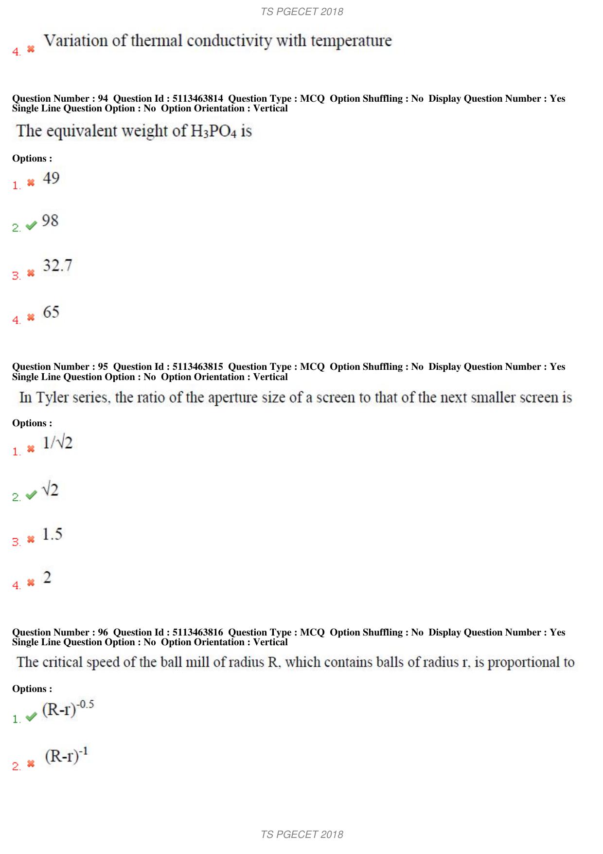 TS PGECET 2018: Chemical Engineering Question Papers - Page 36