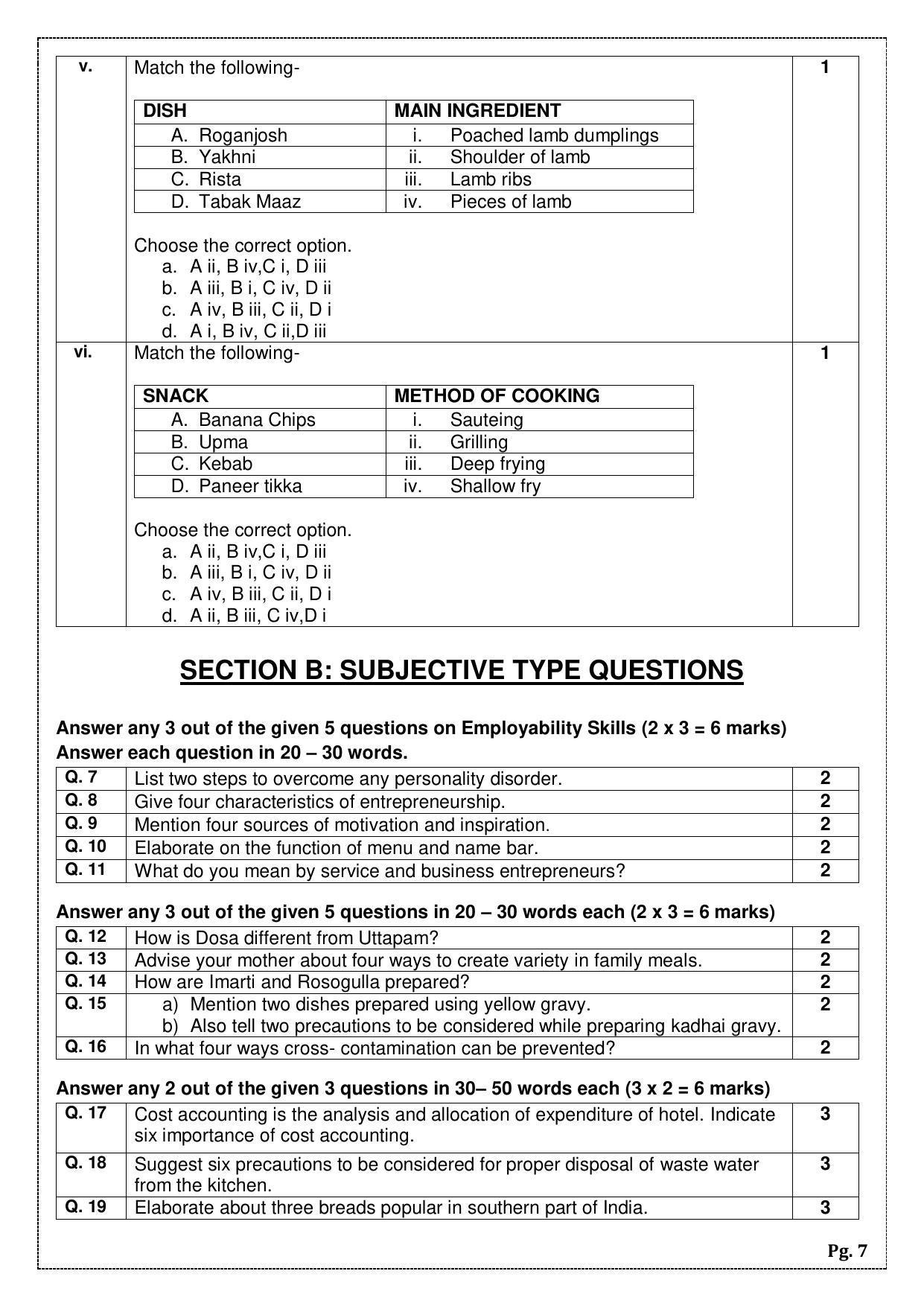 CBSE Class 12 Food Production (Skill Education) Sample Papers 2023 - Page 7