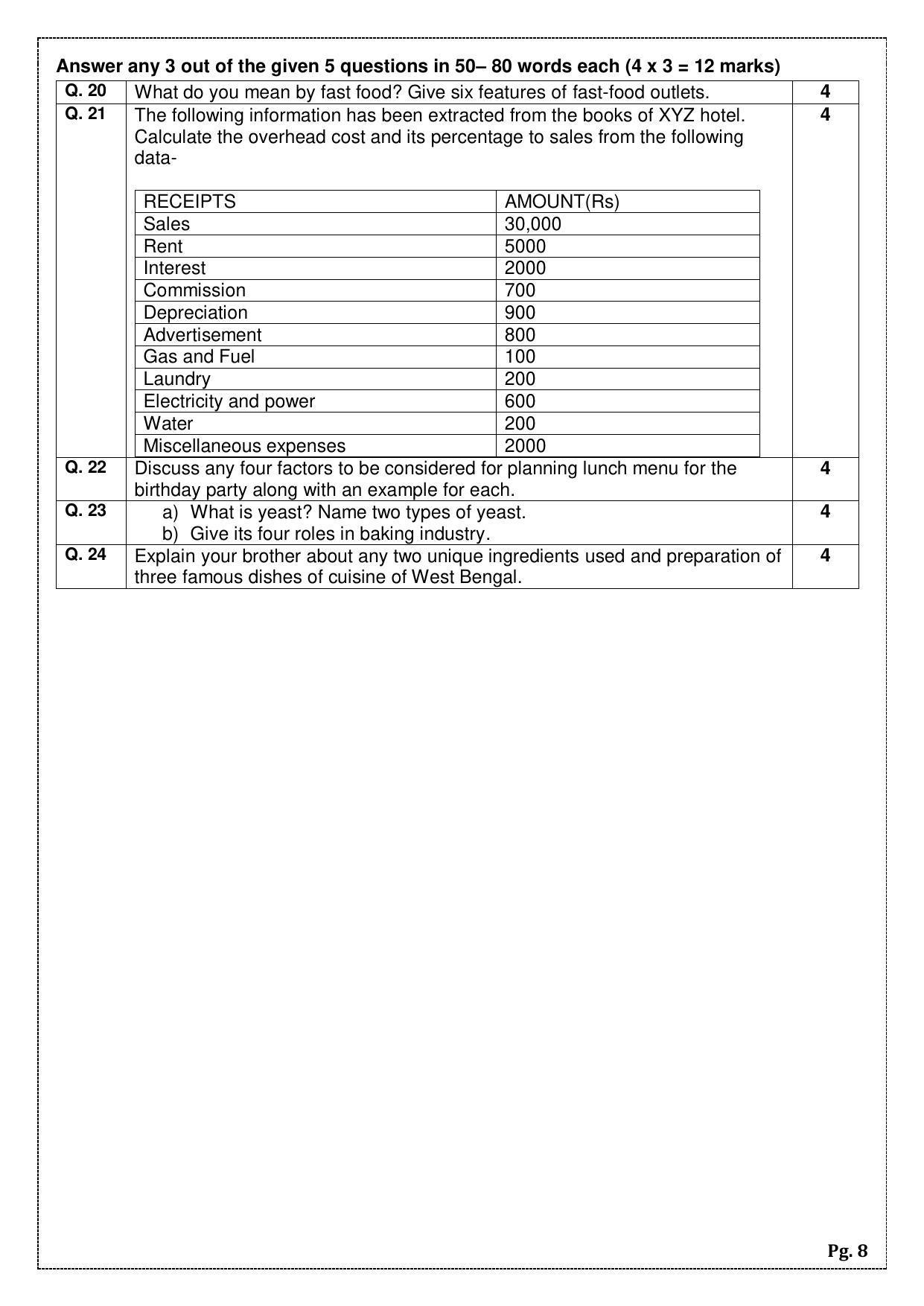 CBSE Class 12 Food Production (Skill Education) Sample Papers 2023 - Page 8