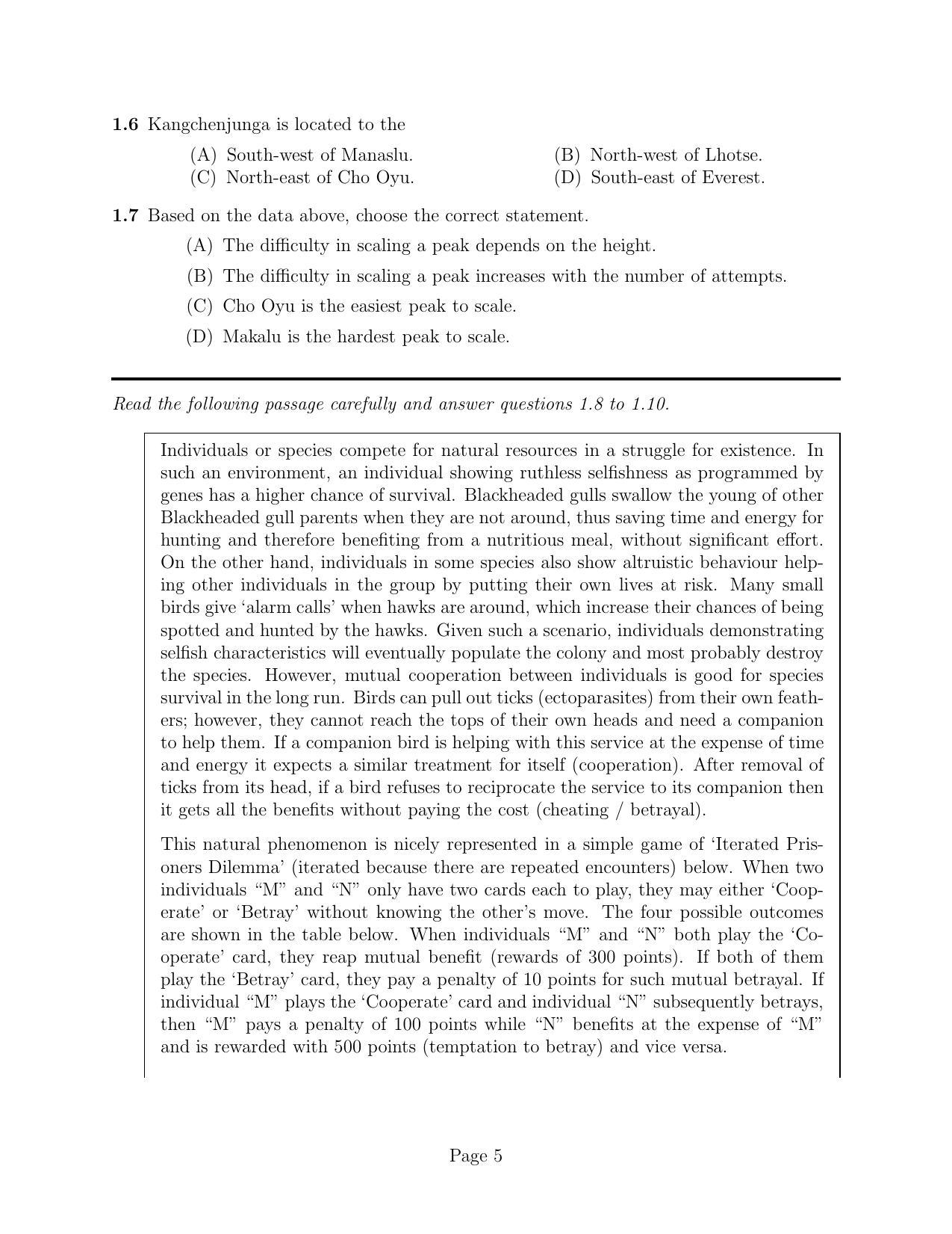 NEST 2017 Question Paper - Page 5