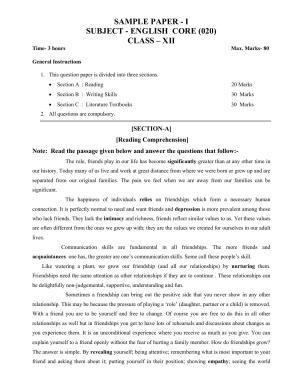 CG Board 12th English Sample Paper