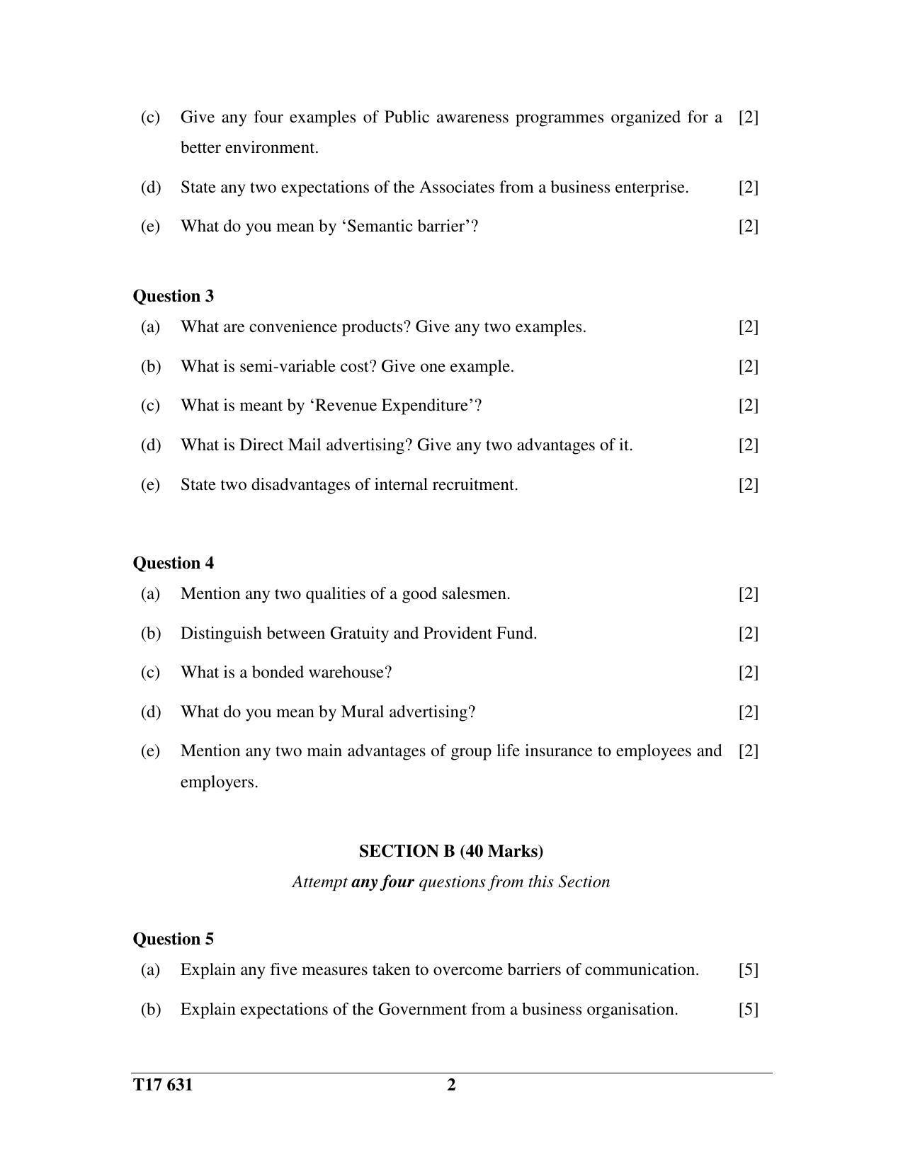 ICSE Class 10 COMMERCIAL STUDIES 2017 Question Paper - Page 2