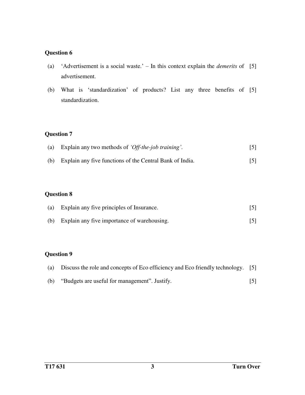 ICSE Class 10 COMMERCIAL STUDIES 2017 Question Paper - Page 3
