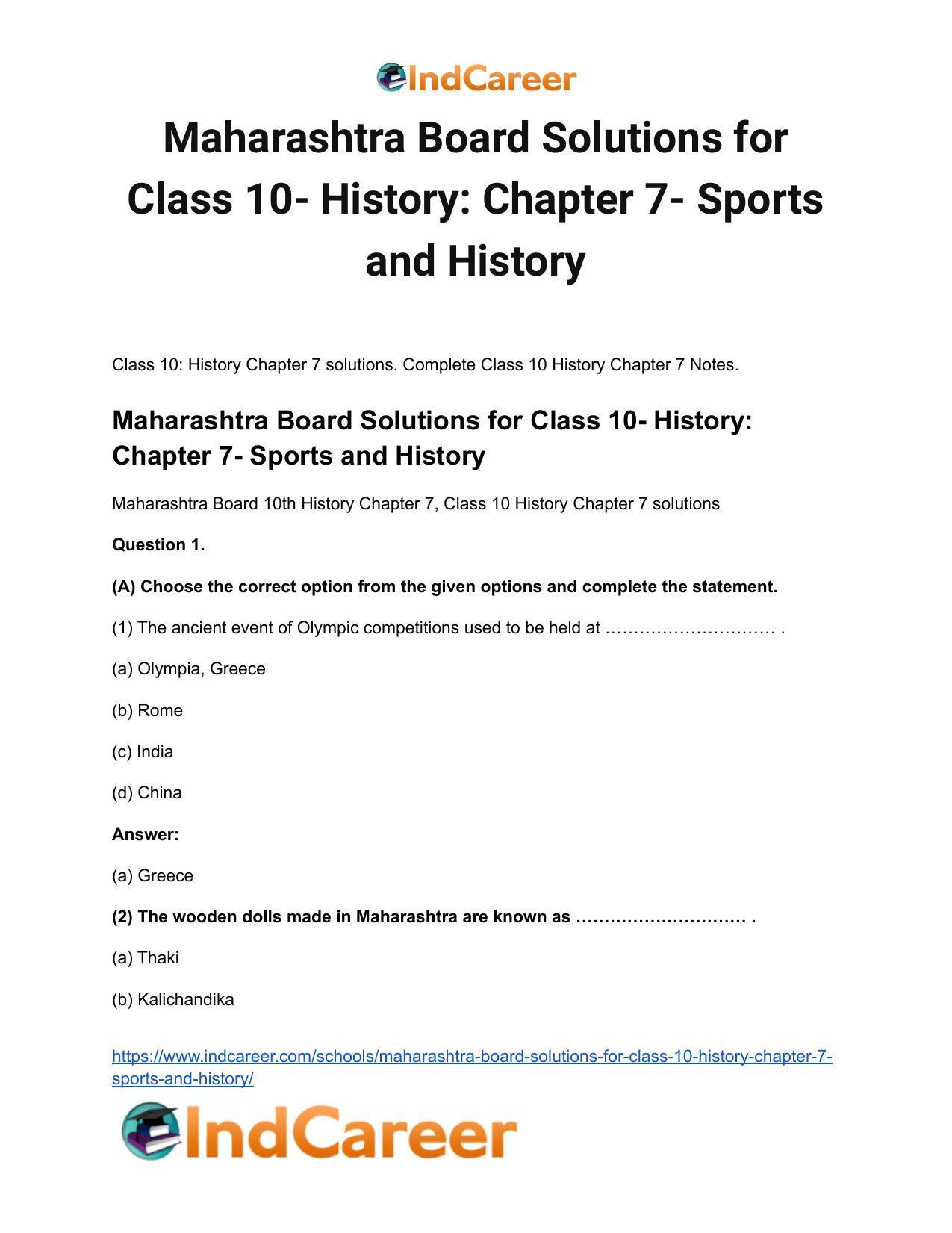 Maharashtra Board Solutions for Class 10- History: Chapter 7- Sports and History - Page 2