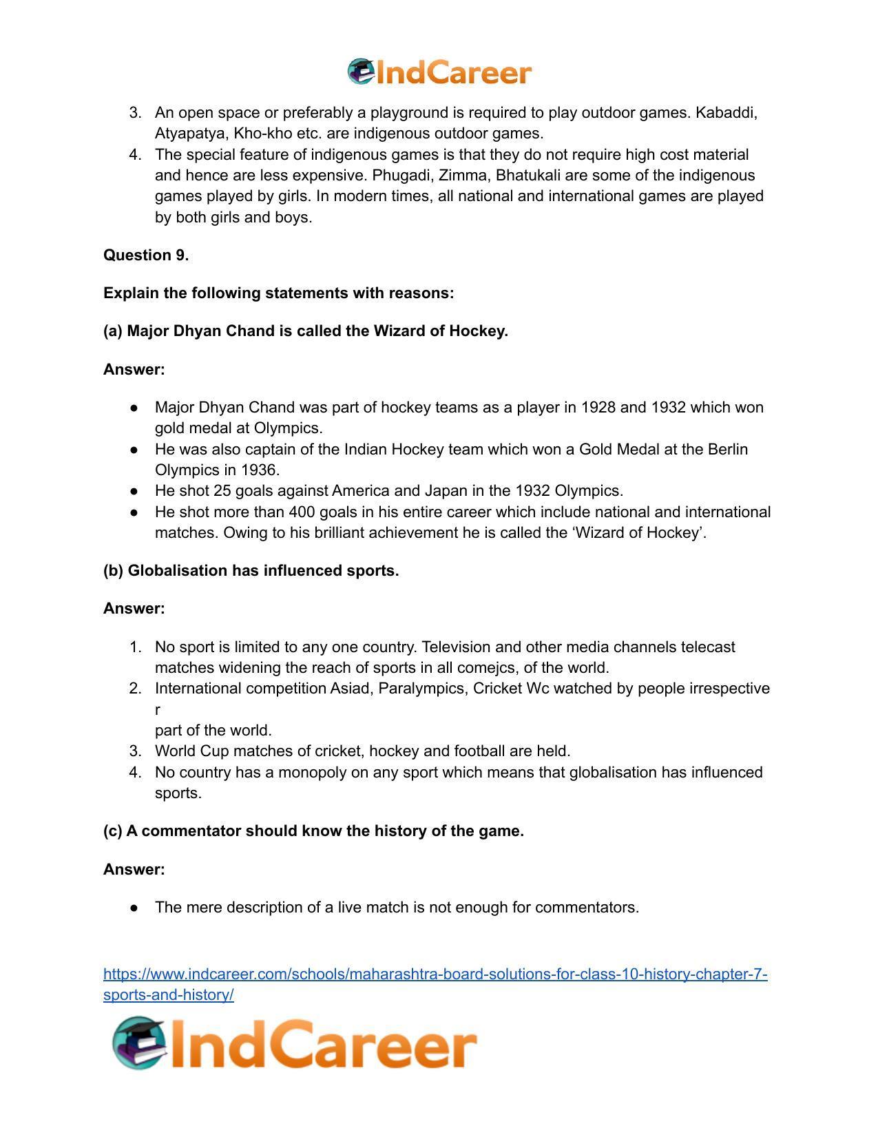 Maharashtra Board Solutions for Class 10- History: Chapter 7- Sports and History - Page 17