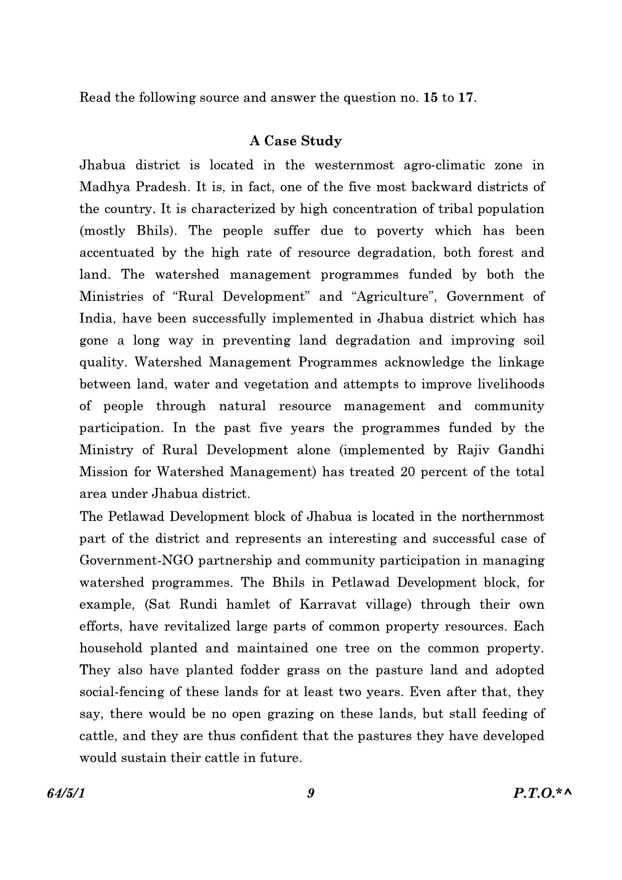 CBSE Class 12 64-5-1 Geography 2023 Question Paper - Page 9