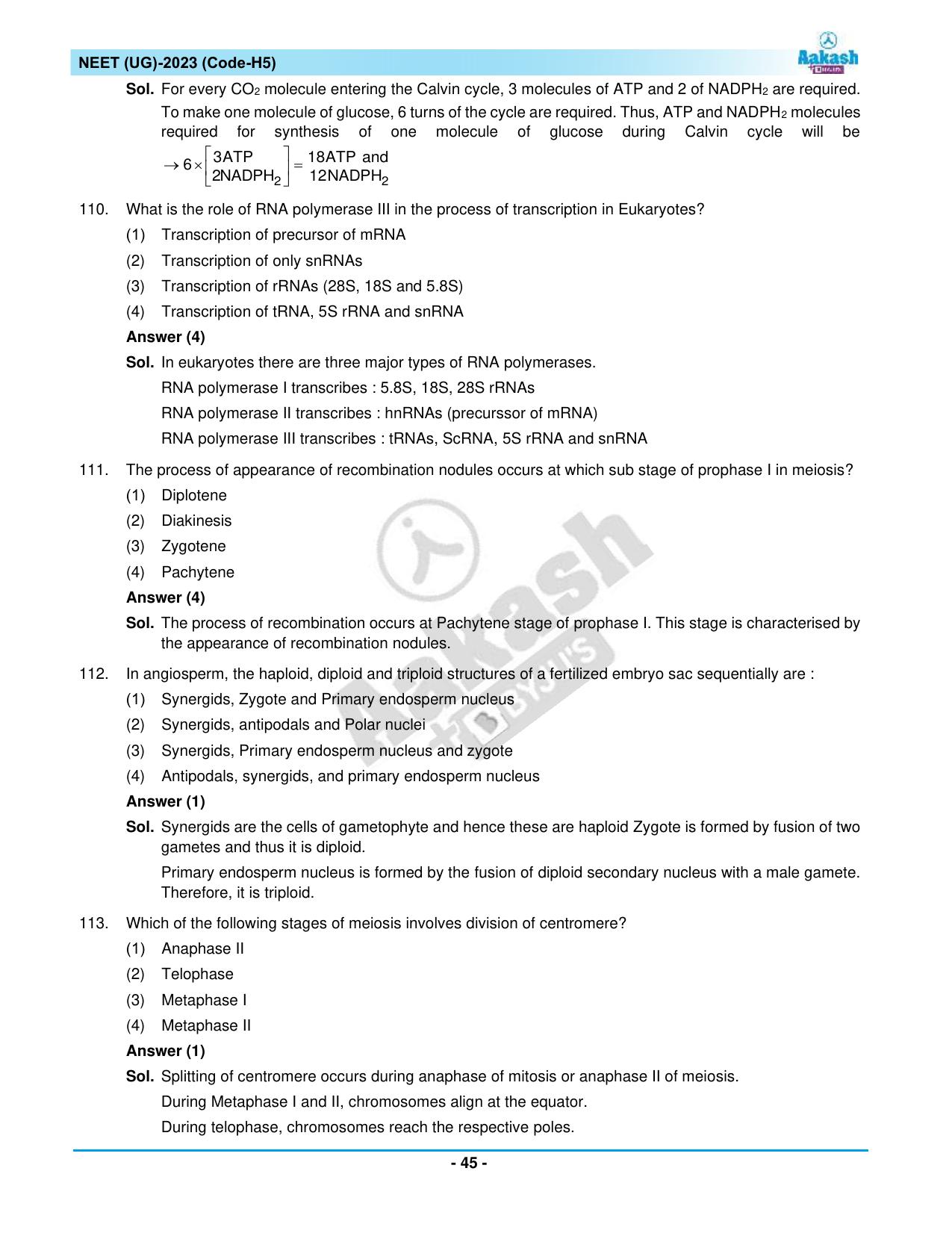 NEET 2023 Question Paper H5 - Page 45