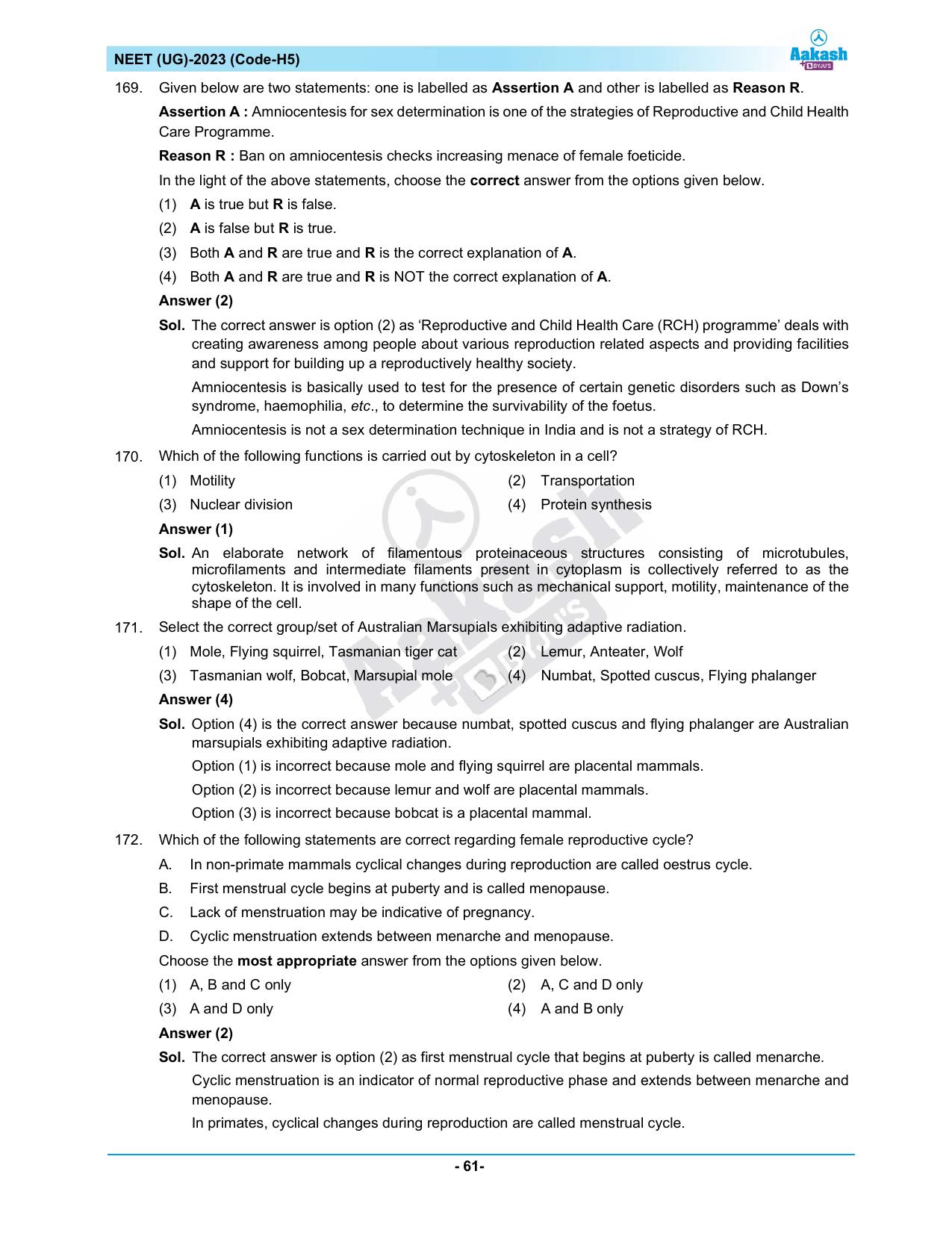 NEET 2023 Question Paper H5 - Page 61