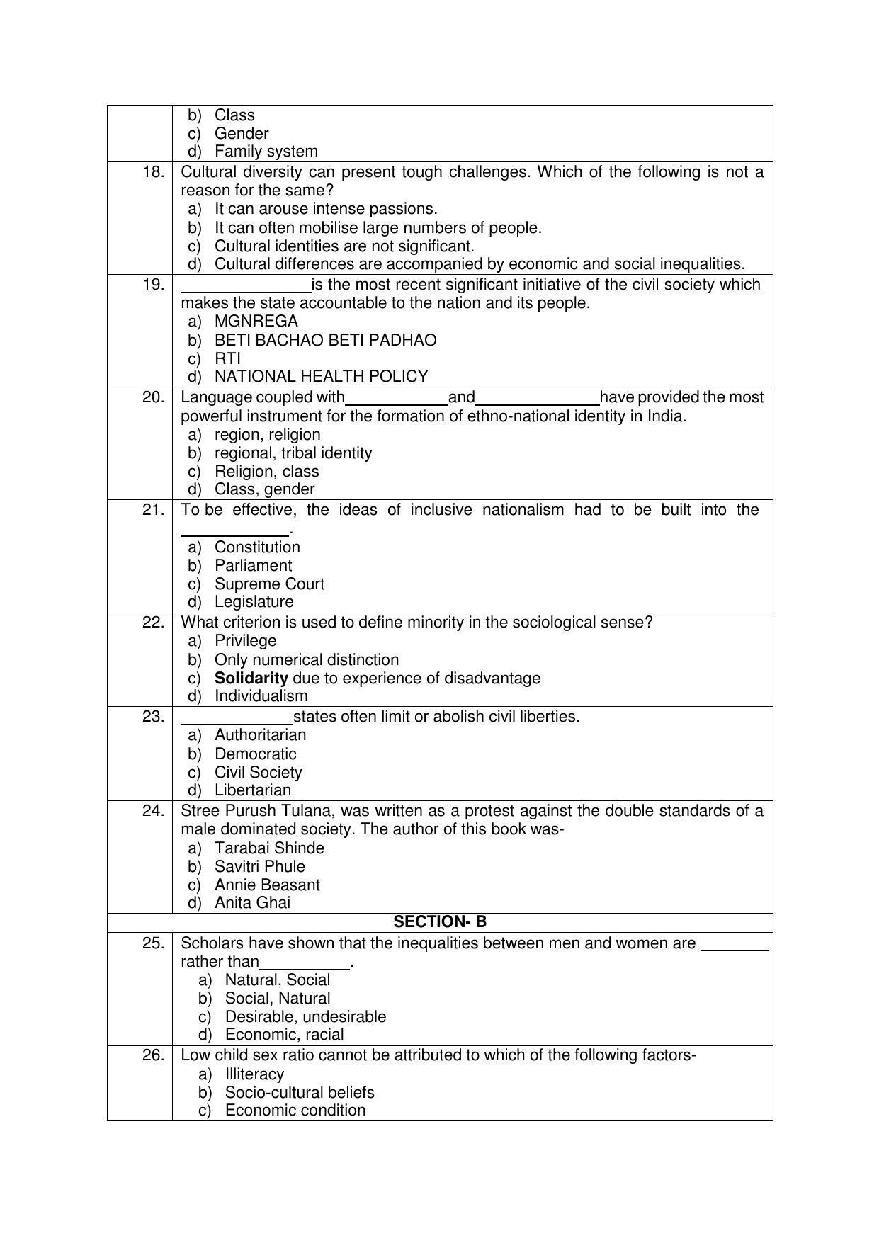CBSE Class 12 Sociology Sample Paper 2021-22 - Page 3