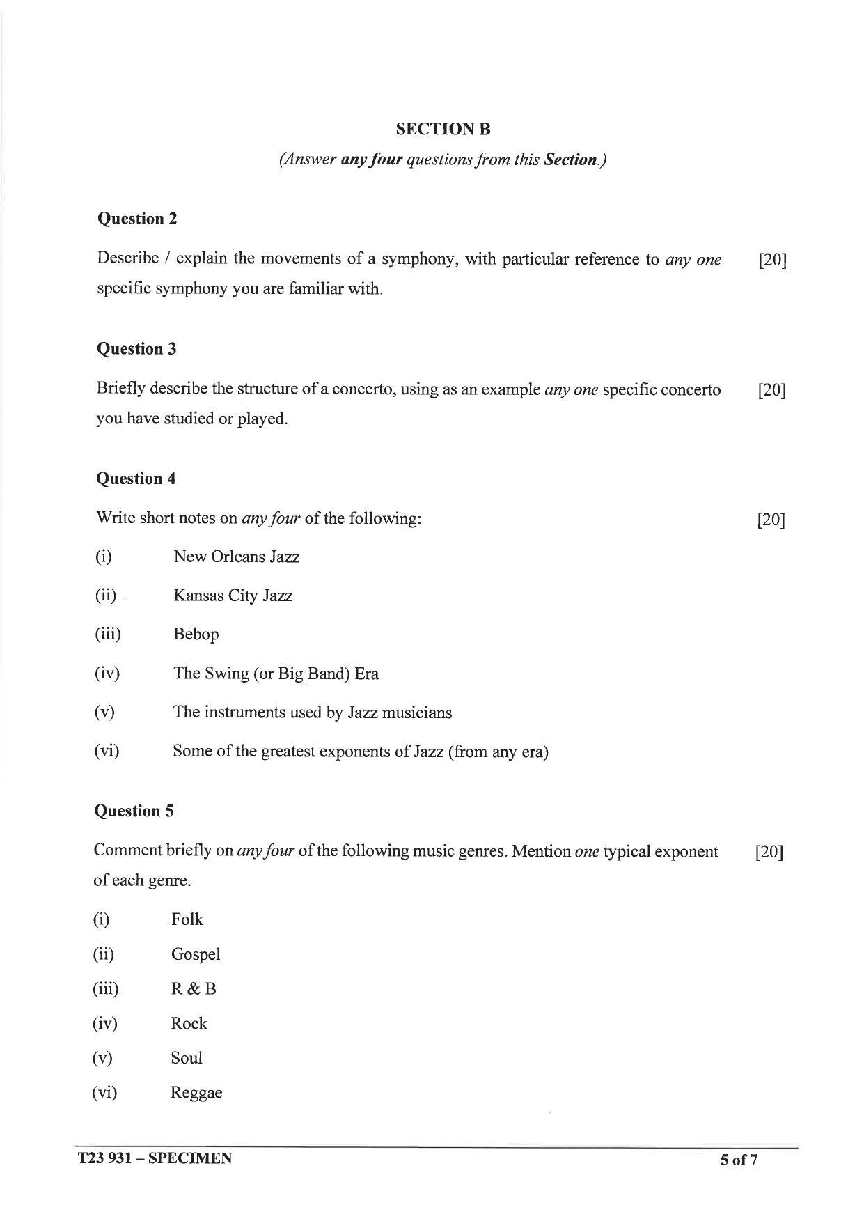 ICSE Class 10 Western Music Sample Paper 2023 - Page 5