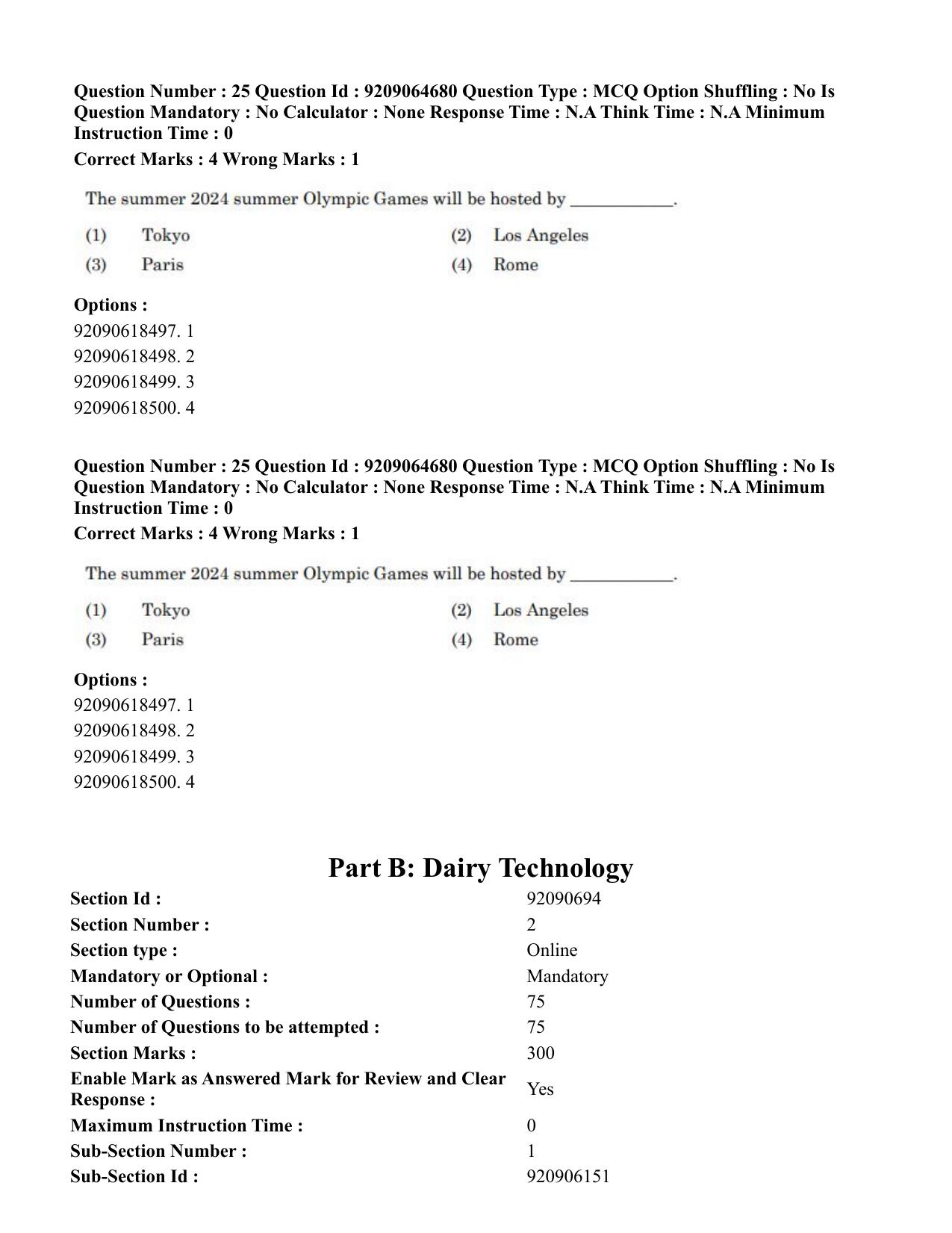CUET PG 2023: MTQP03 – Dairy Technology (Eng.)-Shift-3 (06-06-2023) Question Paper - Page 27