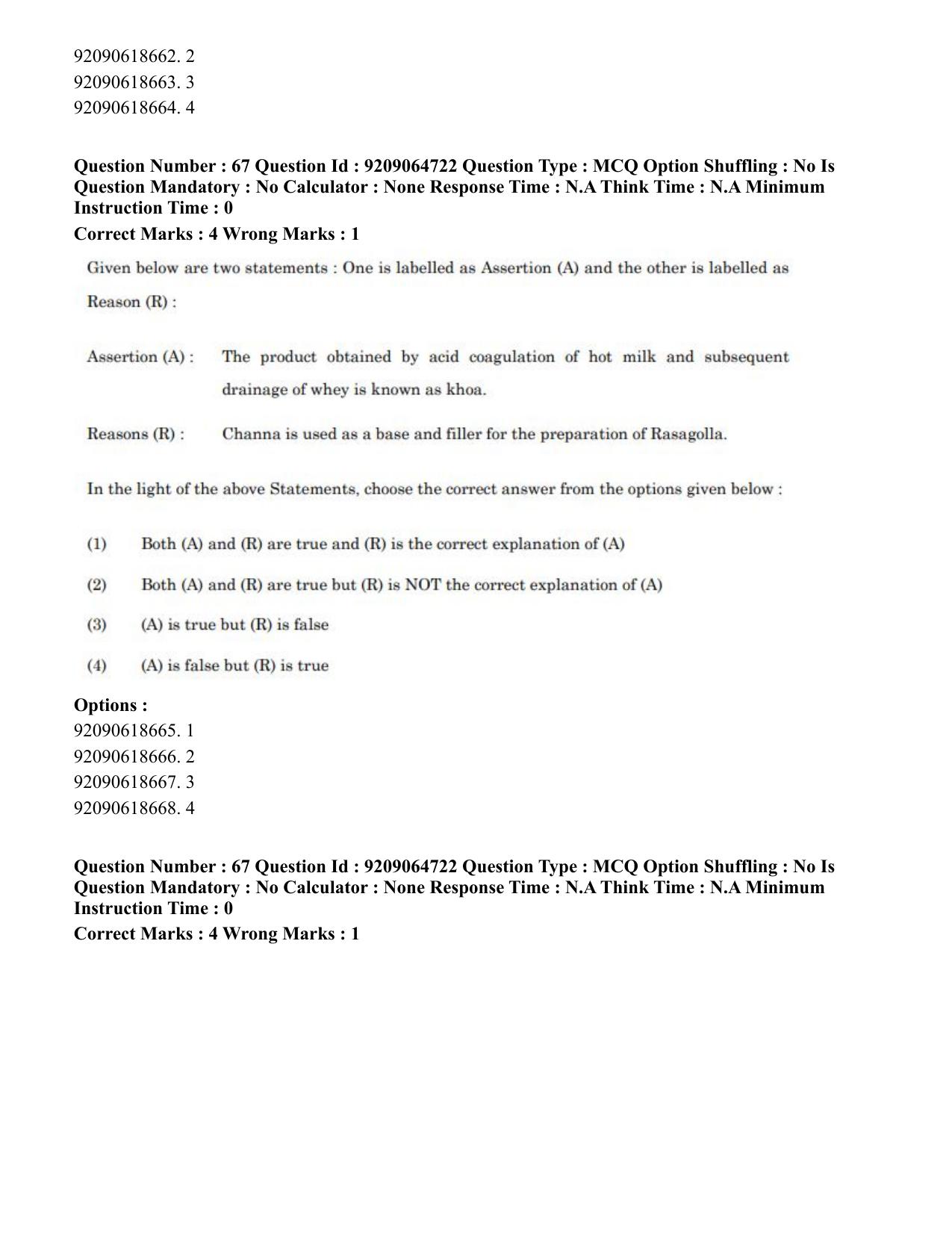CUET PG 2023: MTQP03 – Dairy Technology (Eng.)-Shift-3 (06-06-2023) Question Paper - Page 68