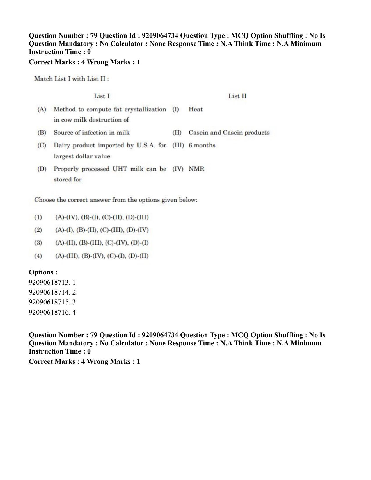 CUET PG 2023: MTQP03 – Dairy Technology (Eng.)-Shift-3 (06-06-2023) Question Paper - Page 81