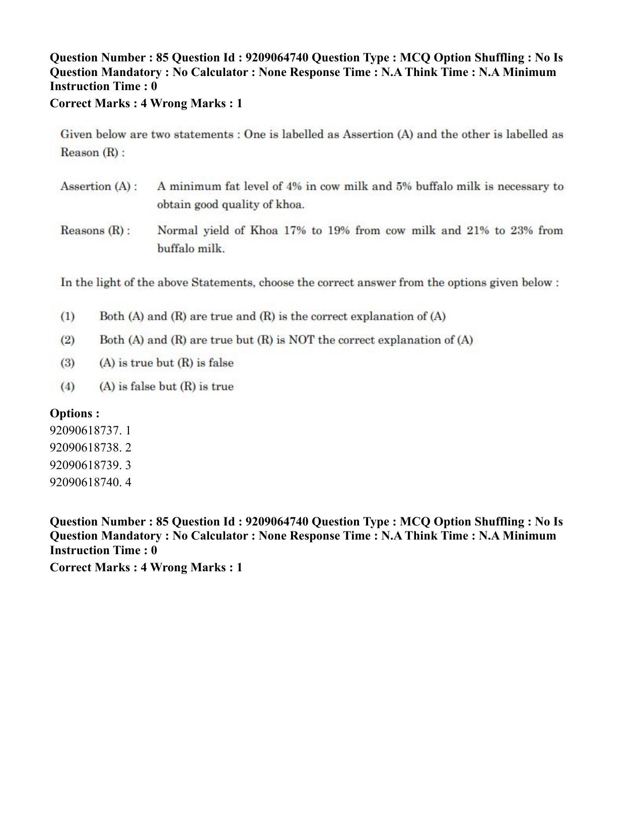 CUET PG 2023: MTQP03 – Dairy Technology (Eng.)-Shift-3 (06-06-2023) Question Paper - Page 86