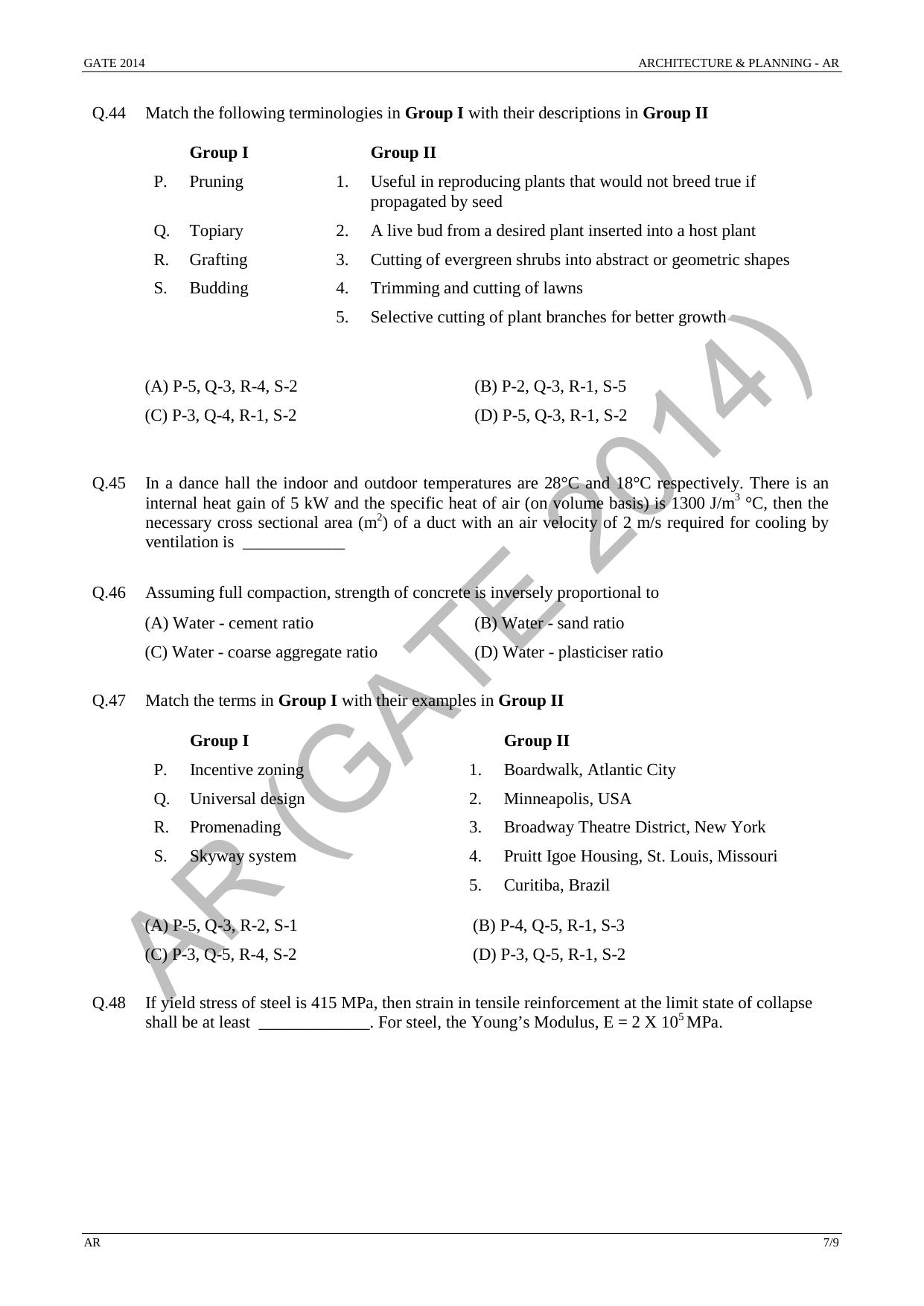 GATE 2014 Architecture and Planning (AR) Question Paper with Answer Key - Page 13