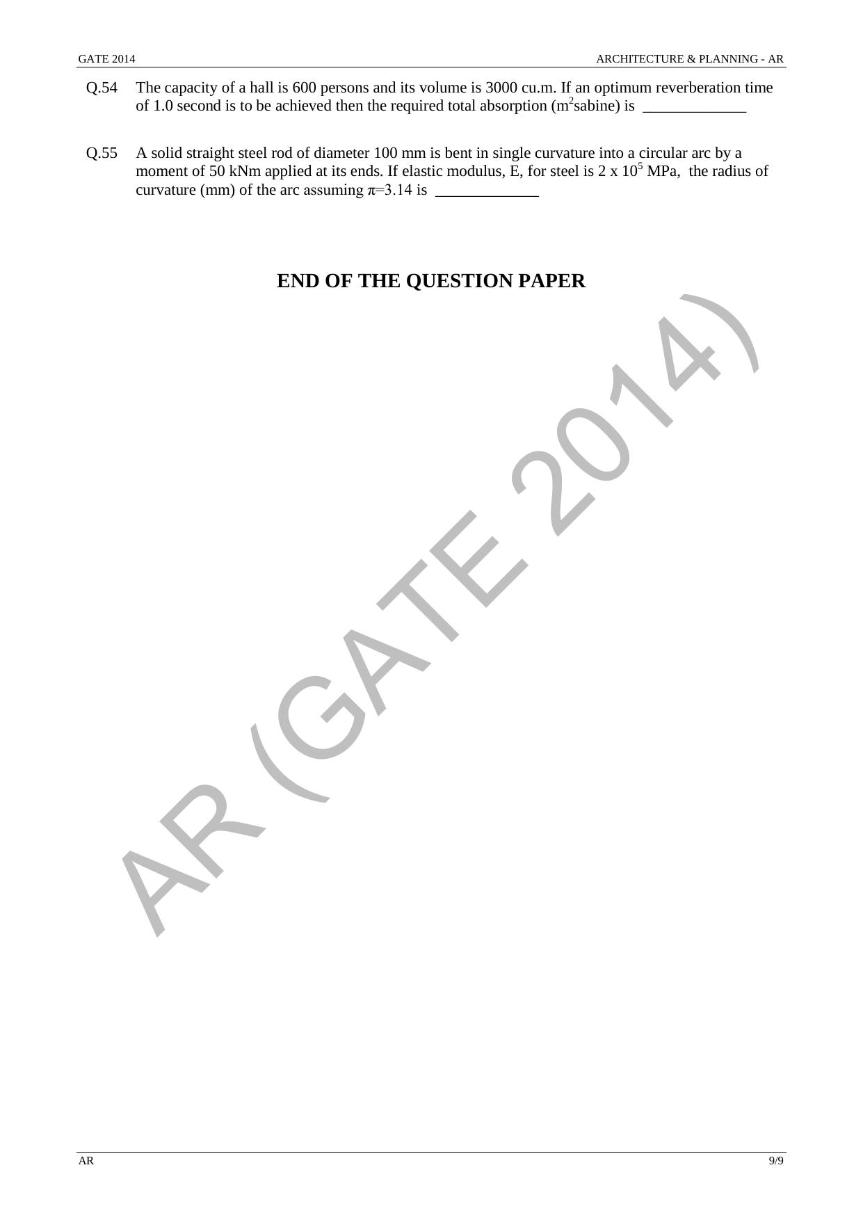GATE 2014 Architecture and Planning (AR) Question Paper with Answer Key - Page 15