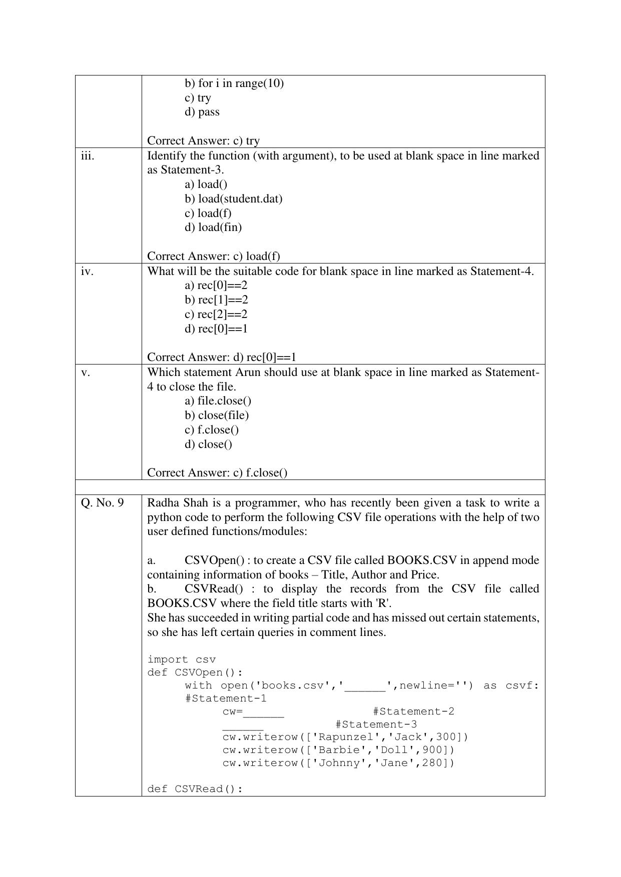 CBSE Class XII Computer Science Question Bank - Page 13