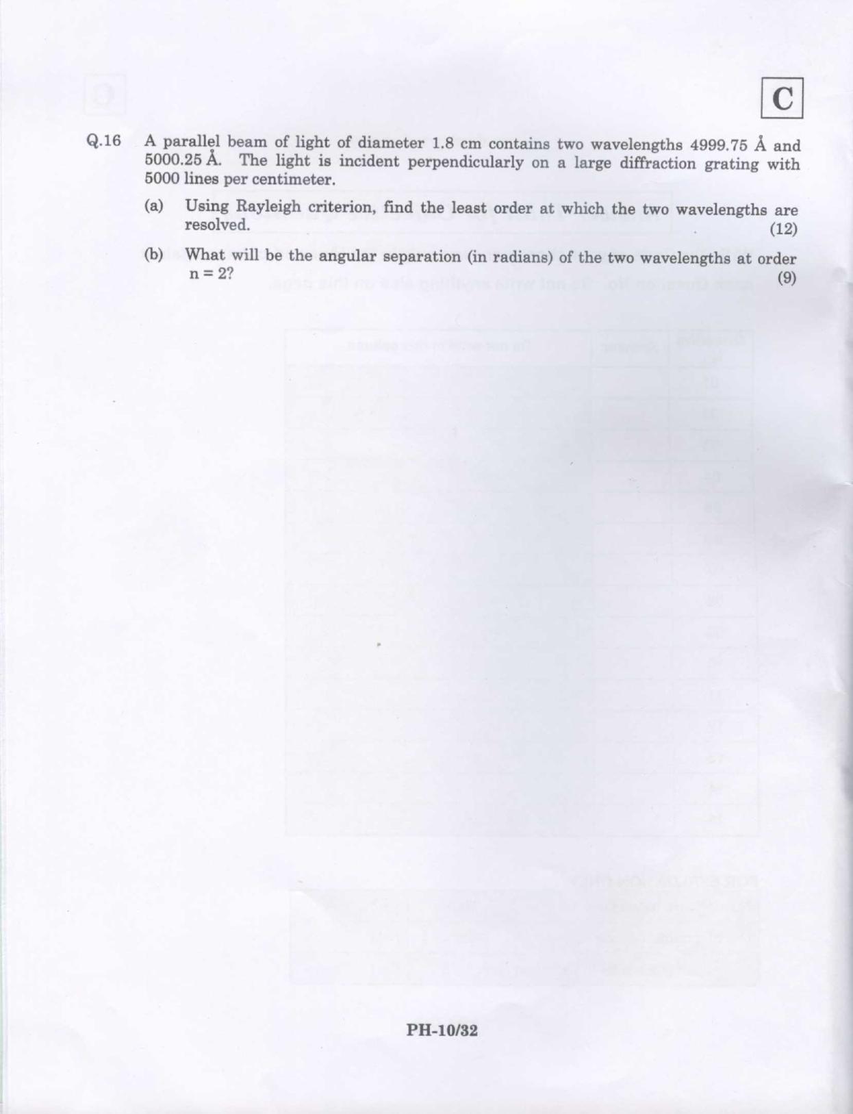 JAM 2009: PH Question Paper - Page 9