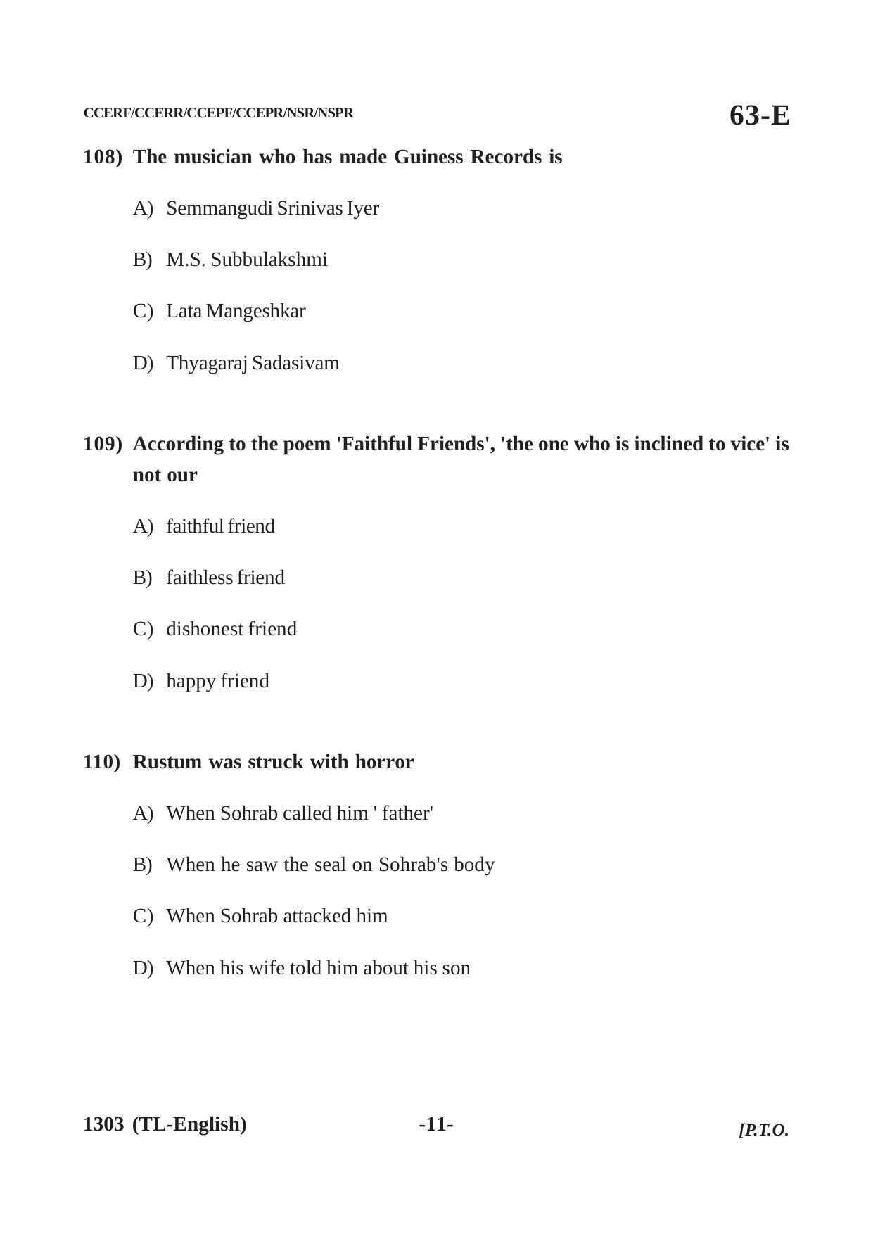 Karnataka SSLC Third Language English Question Paper 2021 - Page 11