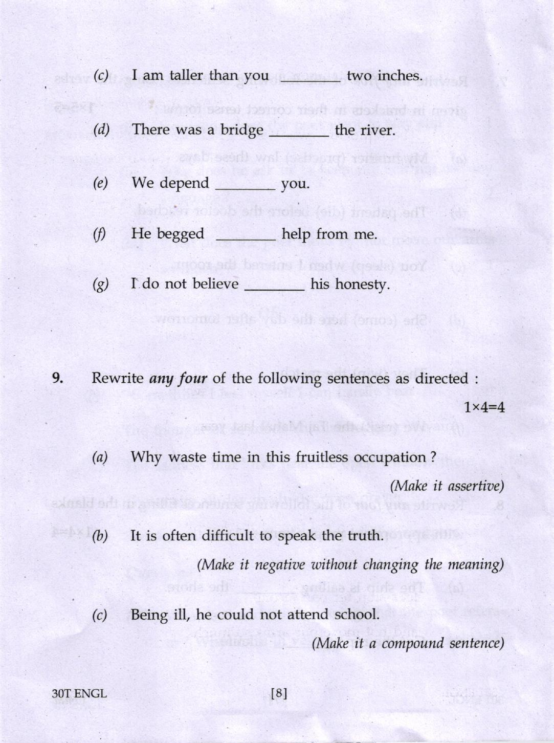 AHSEC Class 12 English Question Papers 2020 - Page 8