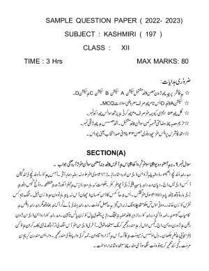CBSE Class 12 Kashmiri Sample Paper 2023