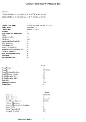 MP CPCT 16th June 2019 REMINGTON GAIL Question Paper Shift 2
