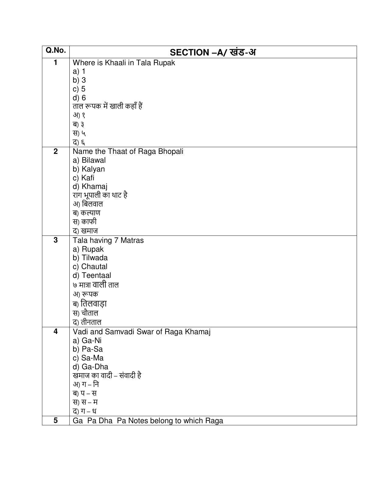 CBSE Class 10 Hindustani Music (Melodic) Sample Paper 2021-22 - Page 2