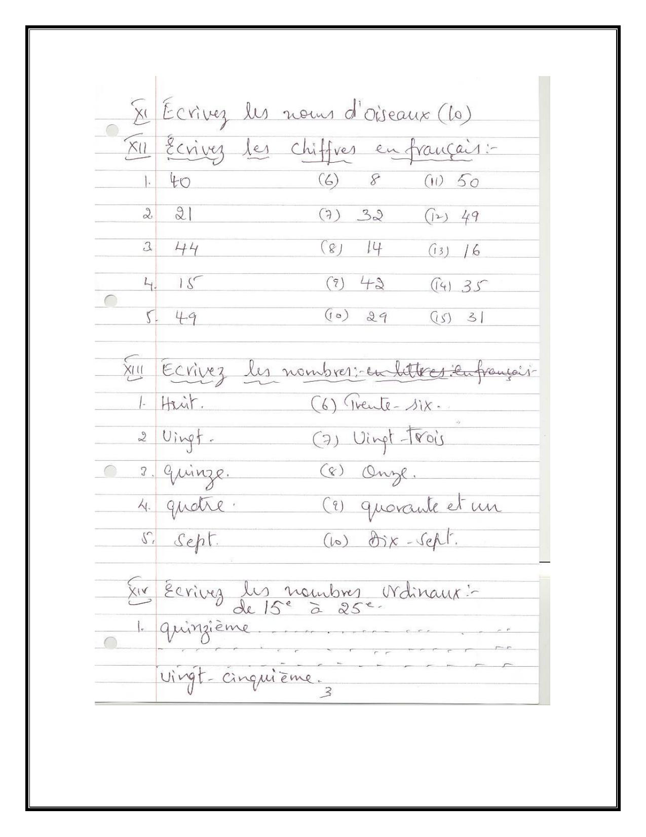 Worksheet for Class 3 French Assignment 9 - Page 3