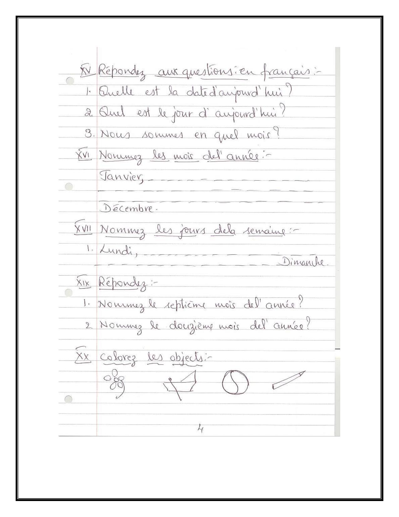 Worksheet for Class 3 French Assignment 9 - Page 4