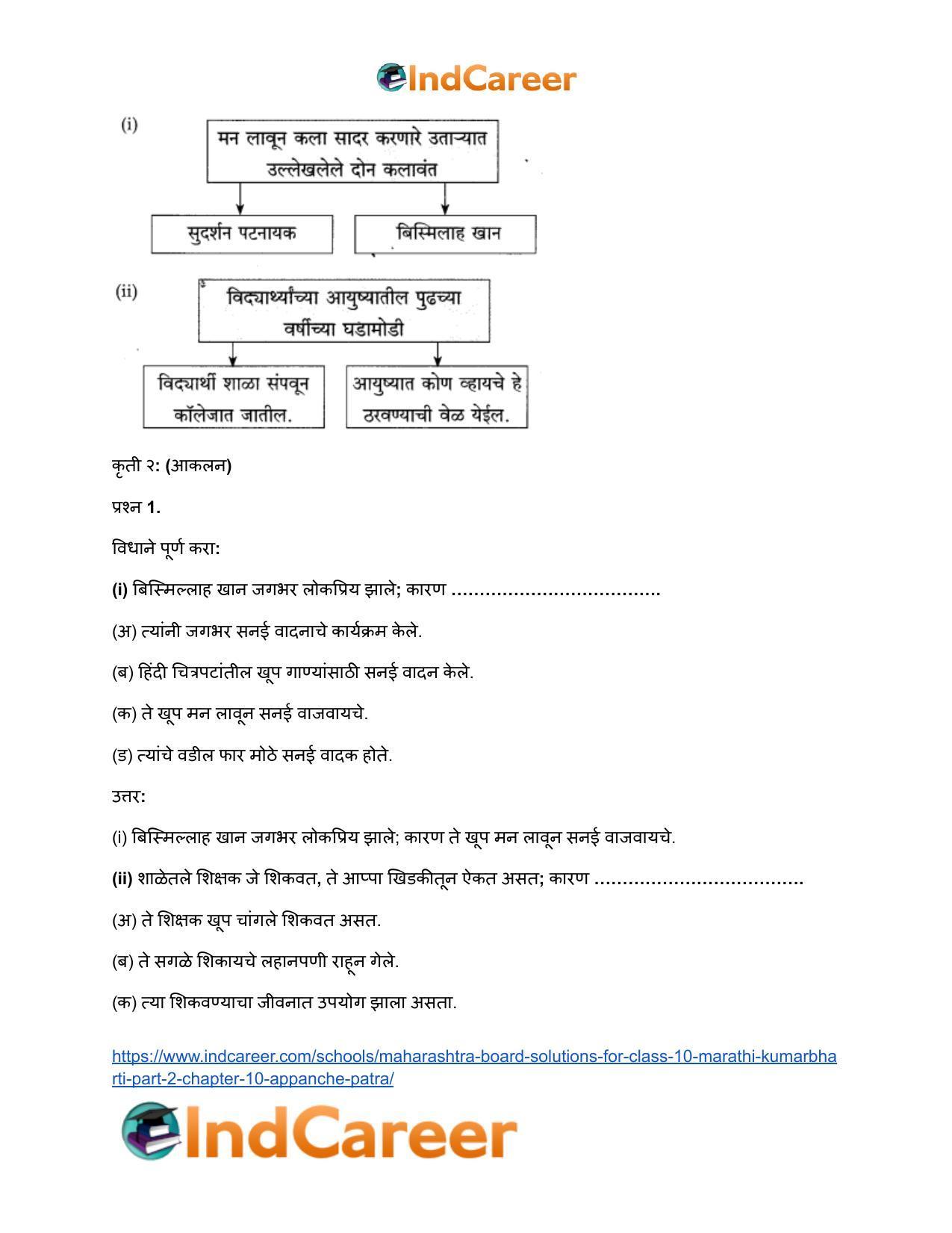 Maharashtra Board Solutions for Class 10- Marathi Kumarbharti (Part- 2): Chapter 10- आप्पांचे पत्र - Page 9