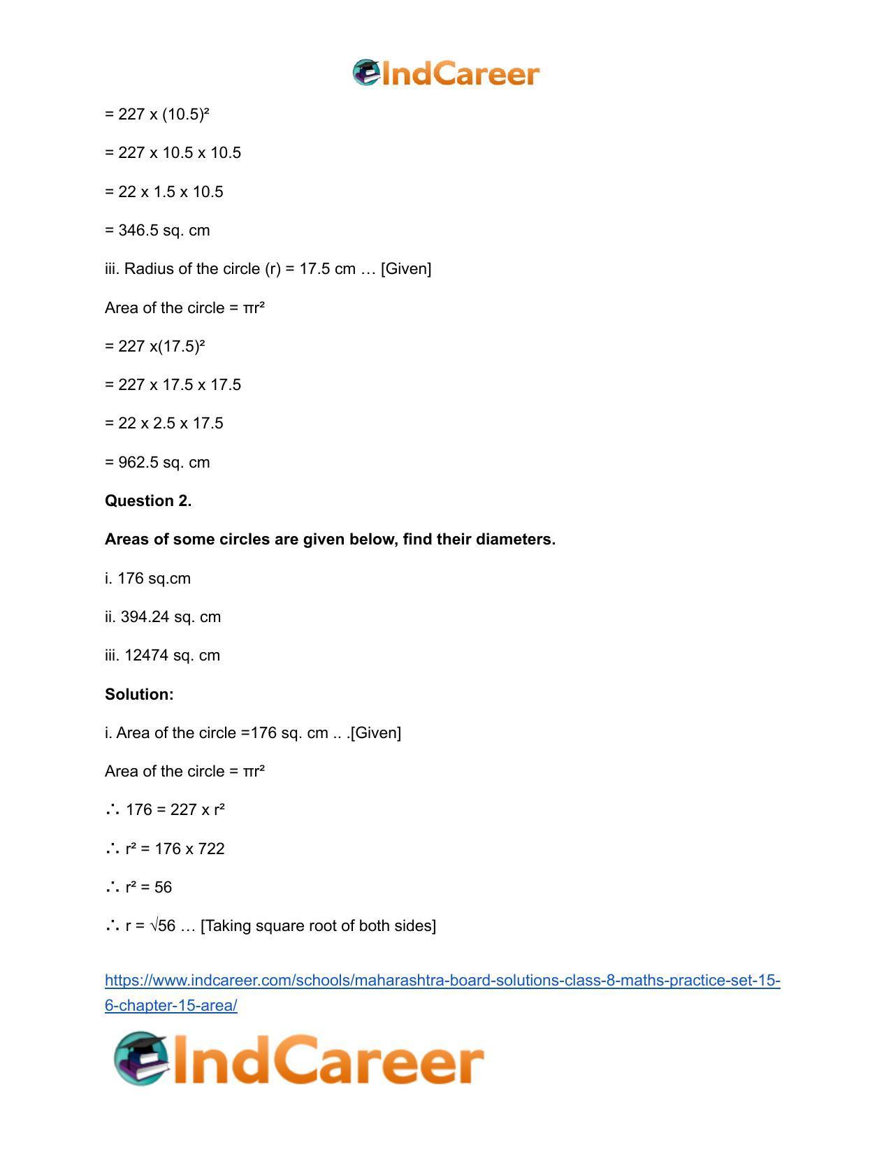 Maharashtra Board Solutions Class 8-Maths (Practice Set 15.6): Chapter 15- Area - Page 3