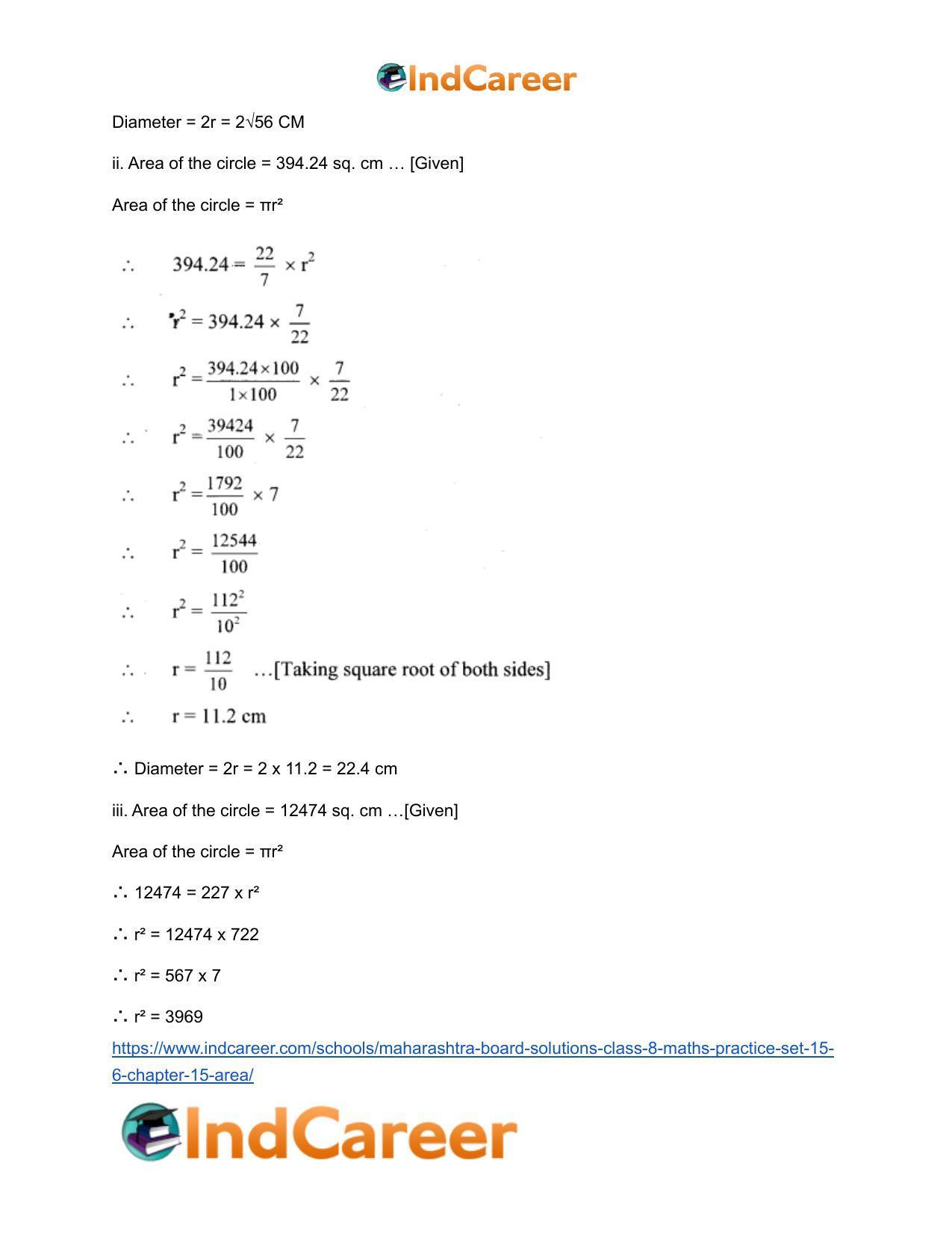 Maharashtra Board Solutions Class 8-Maths (Practice Set 15.6): Chapter 15- Area - Page 4