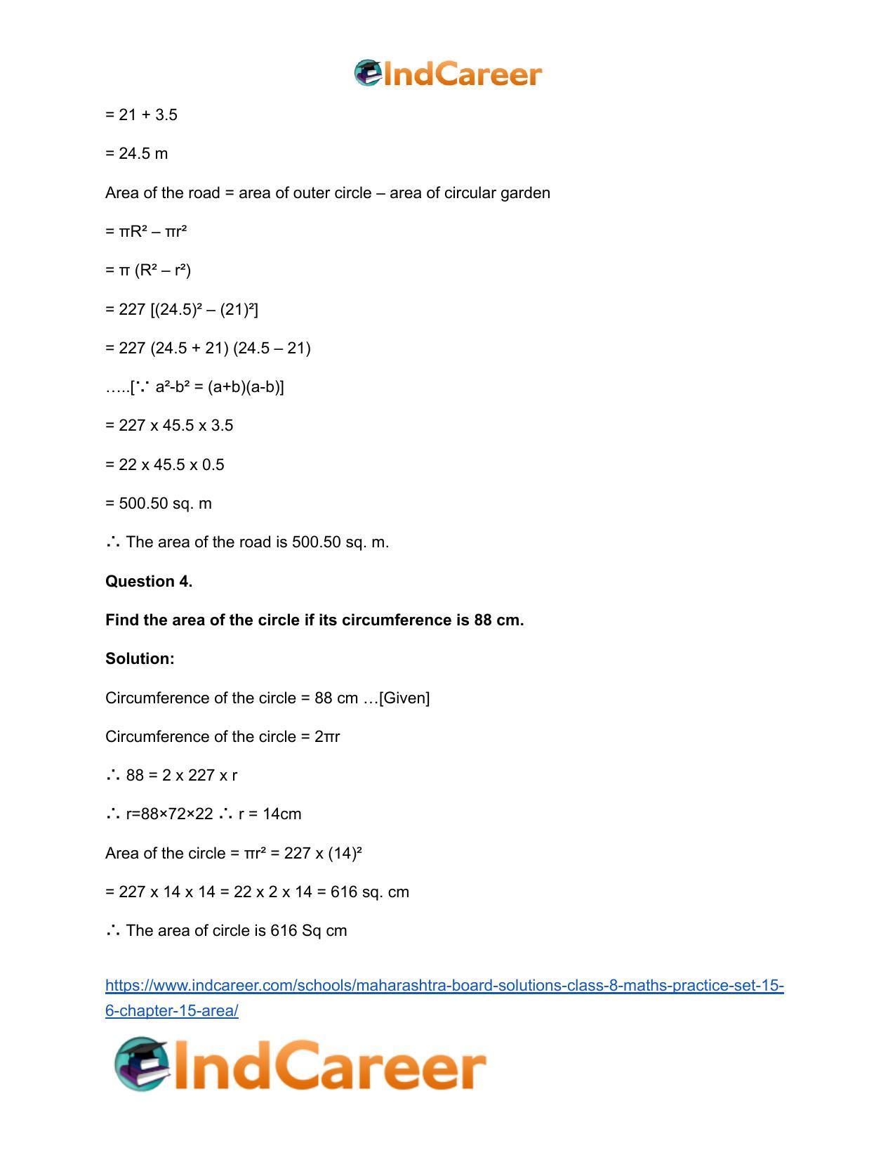 Maharashtra Board Solutions Class 8-Maths (Practice Set 15.6): Chapter 15- Area - Page 6