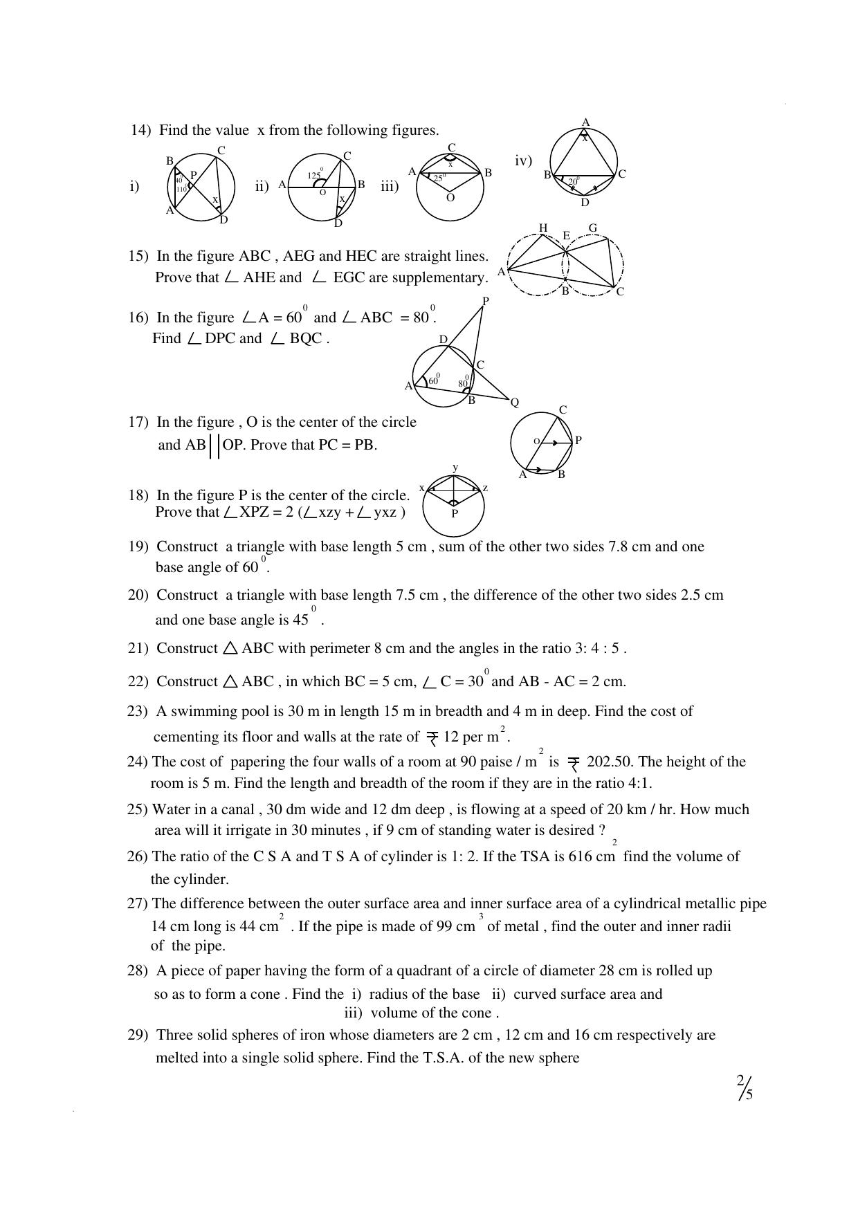 CBSE Worksheets for Class 10 Maths SA2 Assignment 1 - Page 2