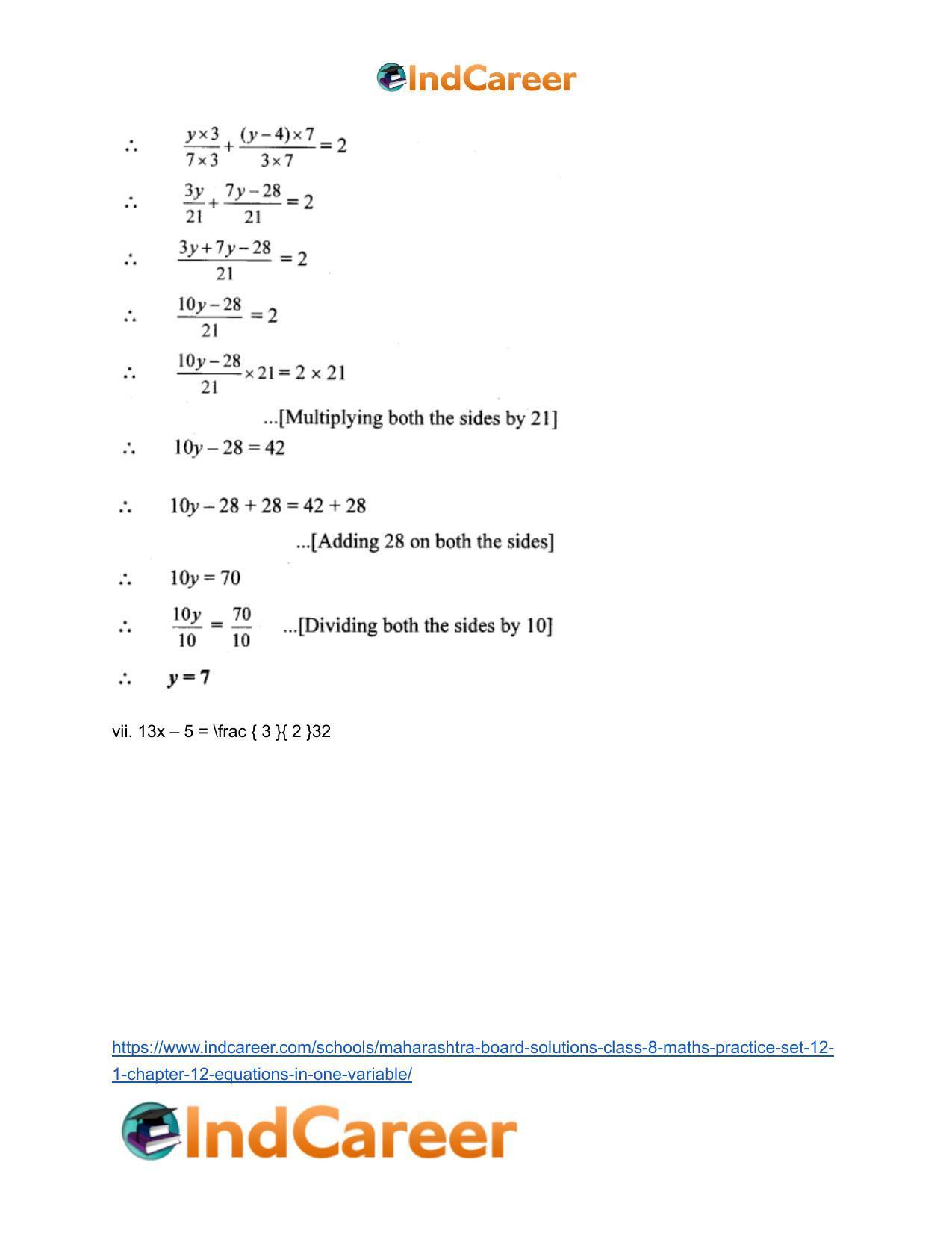 Maharashtra Board Solutions Class 8-Maths (Practice Set 12.1): Chapter 12- Equations in One Variable - Page 9