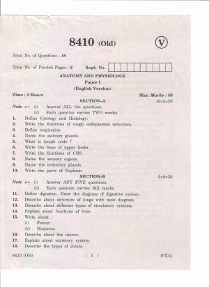 AP Inter 1st Year Anatomy and Physiology-I (Old) MLT March-2019-Vocational Question Paper