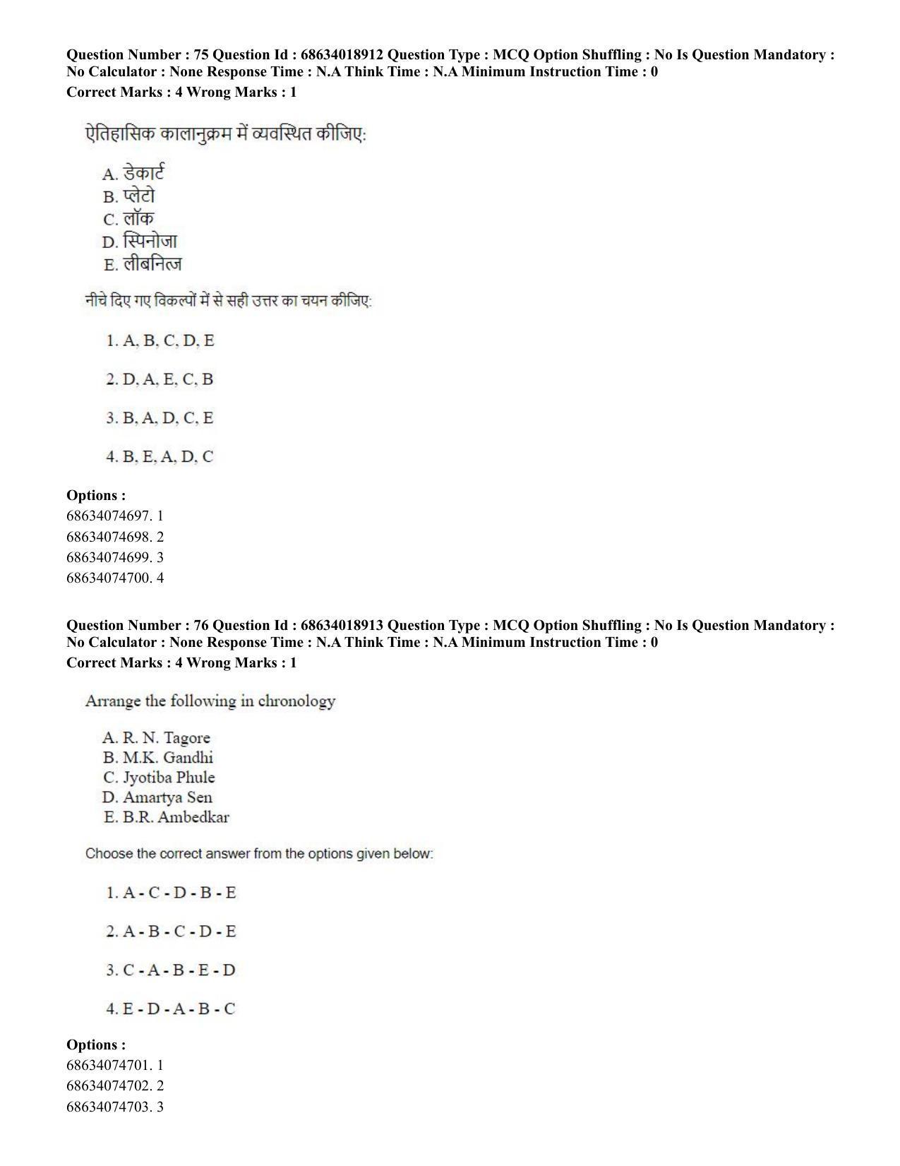 CUET PG 2023: HUQP16 – Philosohy(HINDI) - Shift 3 (13-06-2023) Question Paper - Page 72